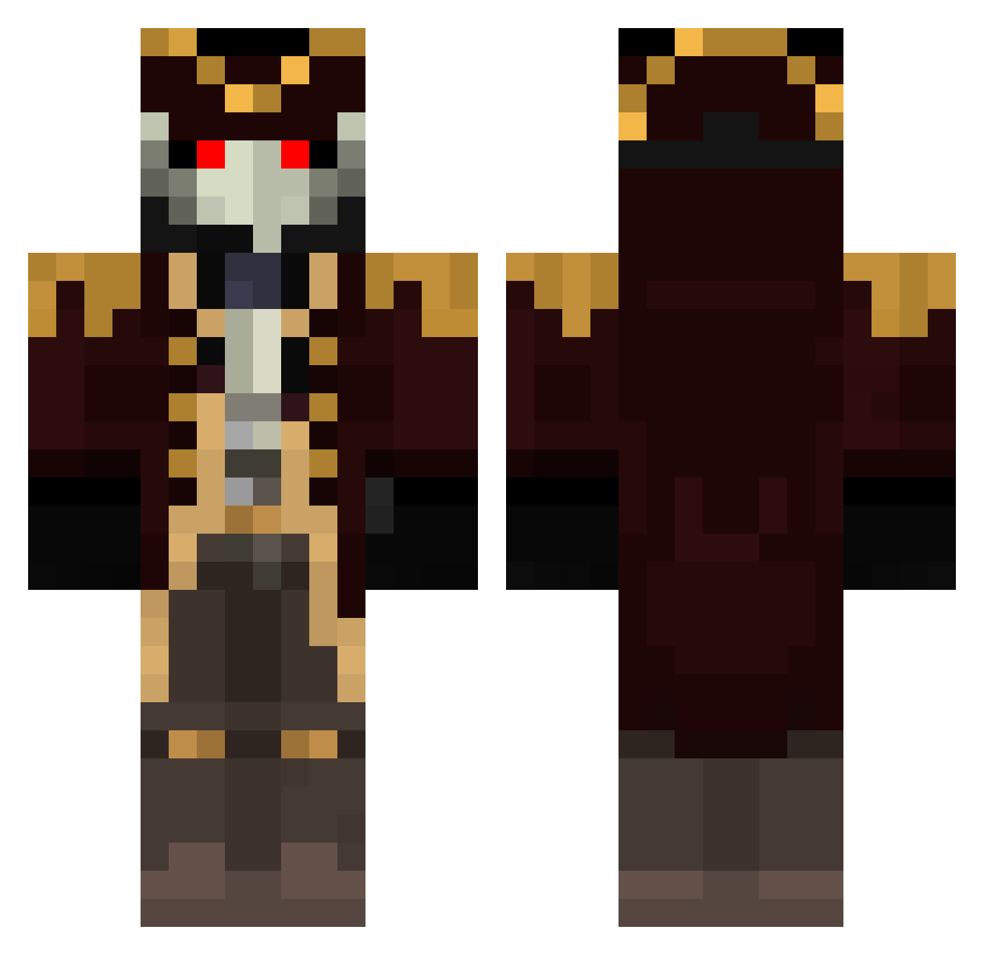 Mrcaum Minecraft skin, front and back view