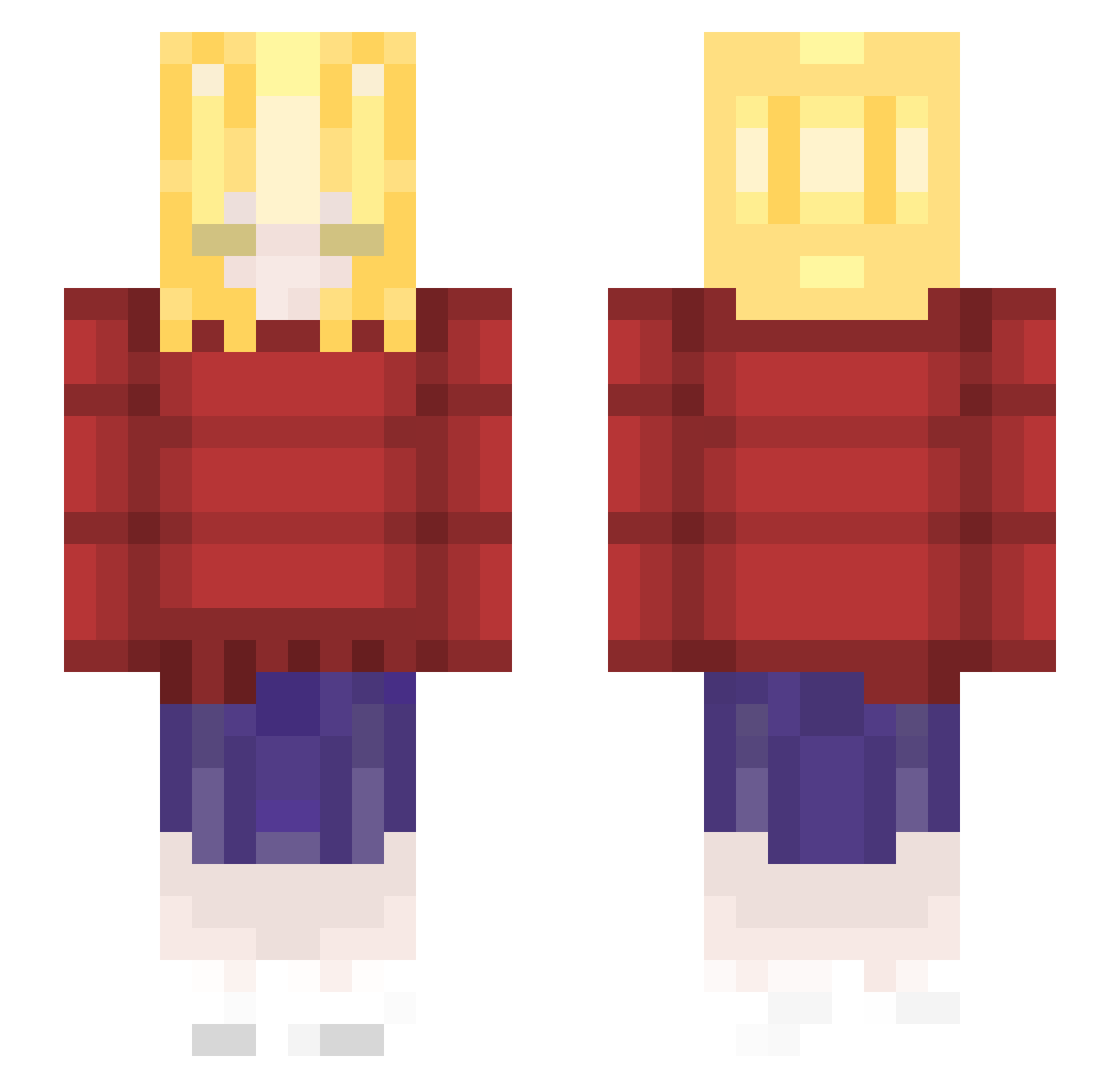 FernandaJdR Minecraft skin, front and back view