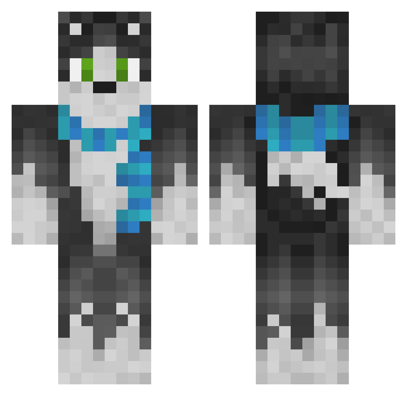 TheAlphaS Minecraft skin, front and back view