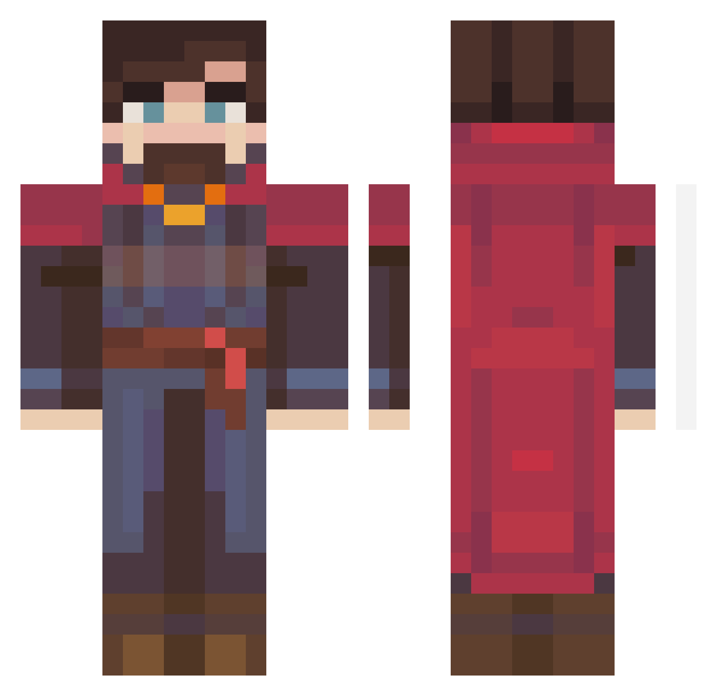 Kimcafe Minecraft skin, front and back view