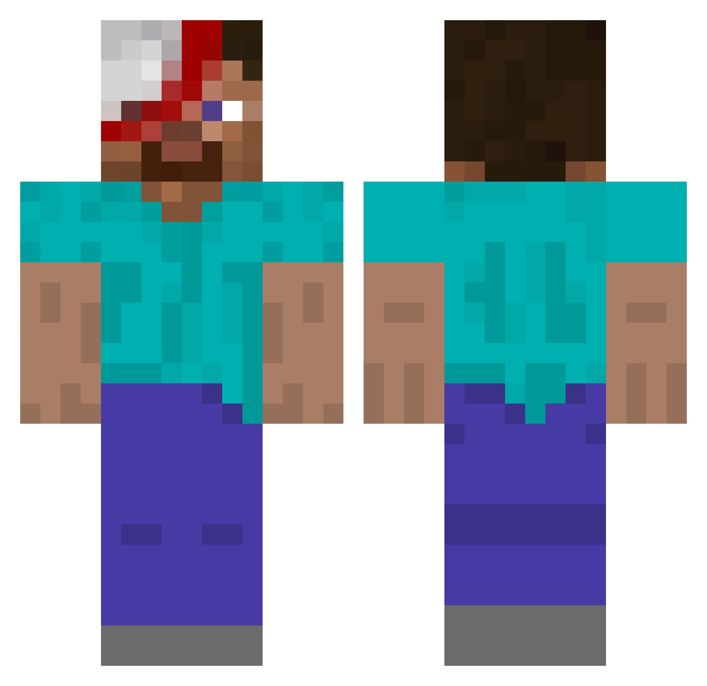 Zealric Minecraft skin, front and back view
