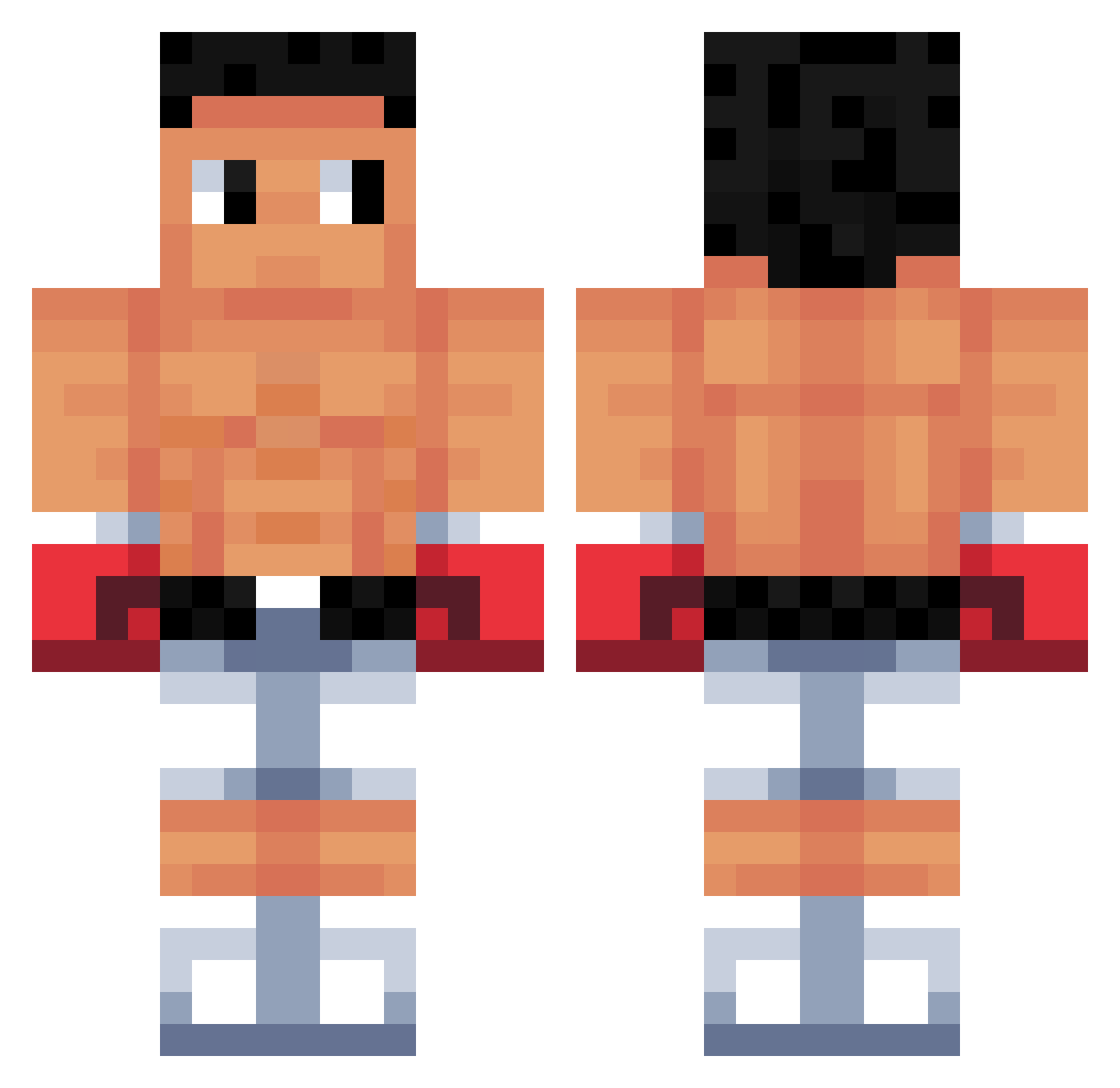 Rom_barkeket Minecraft skin, front and back view