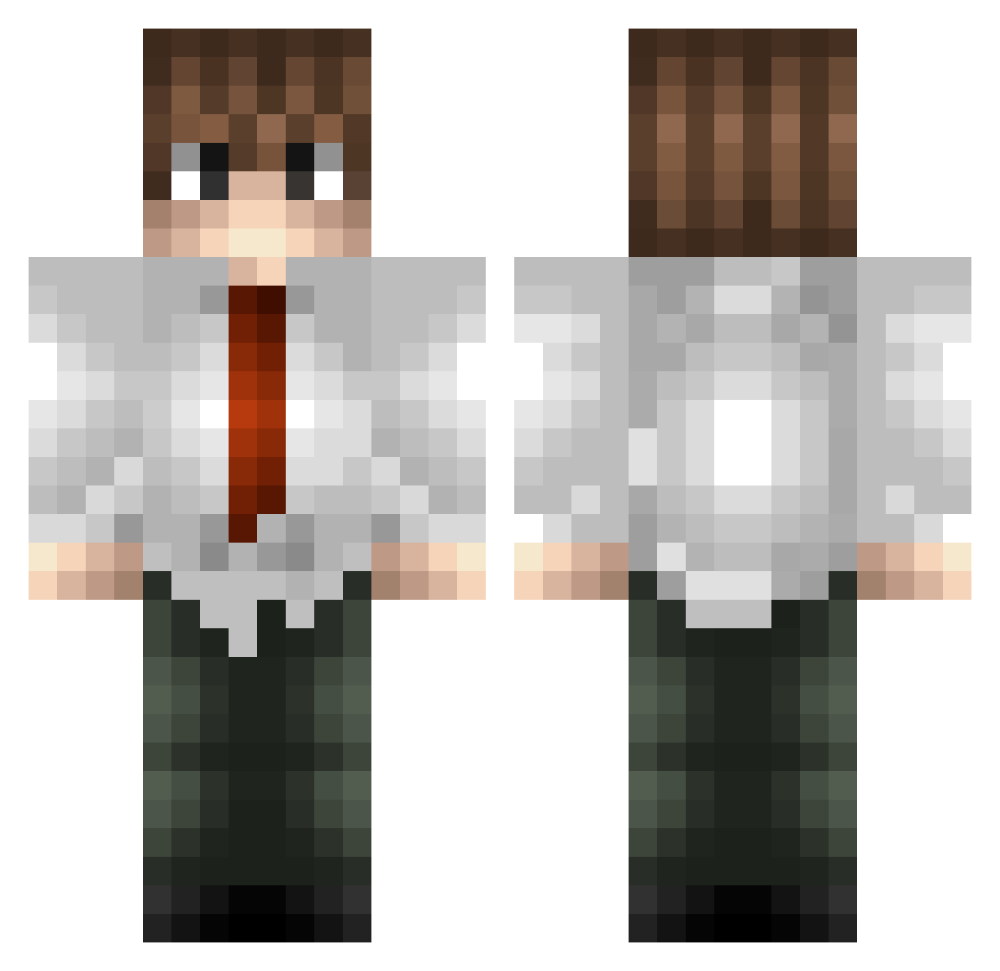 Orphan Minecraft skin, front and back view