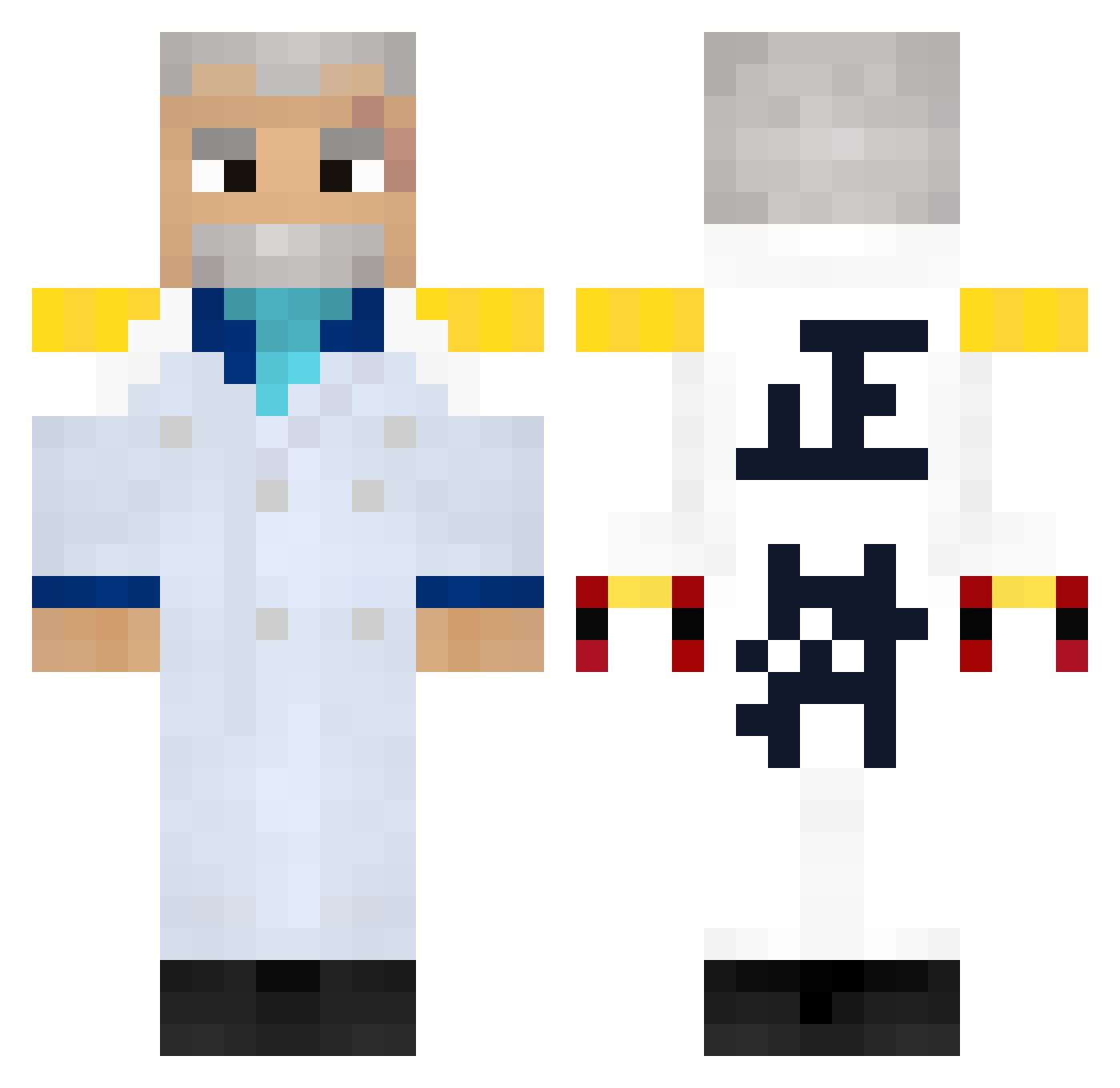 MathSSJGOD Minecraft skin, front and back view