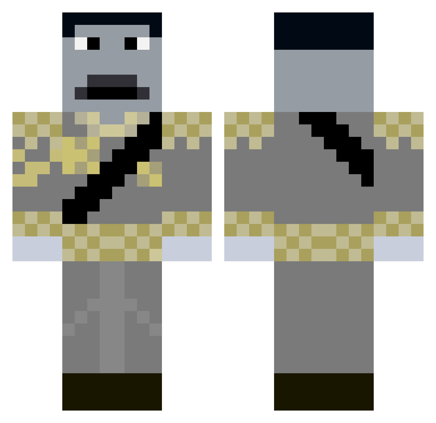 JustaMessenger Minecraft skin, front and back view