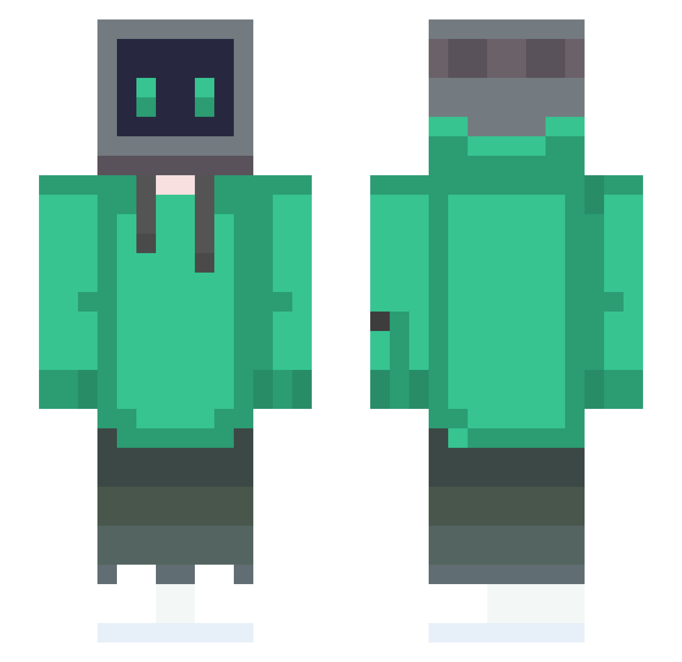 Pigeon4C Minecraft skin, front and back view