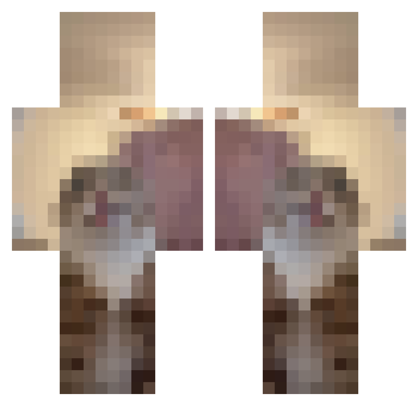 Fizbe Minecraft skin, front and back view