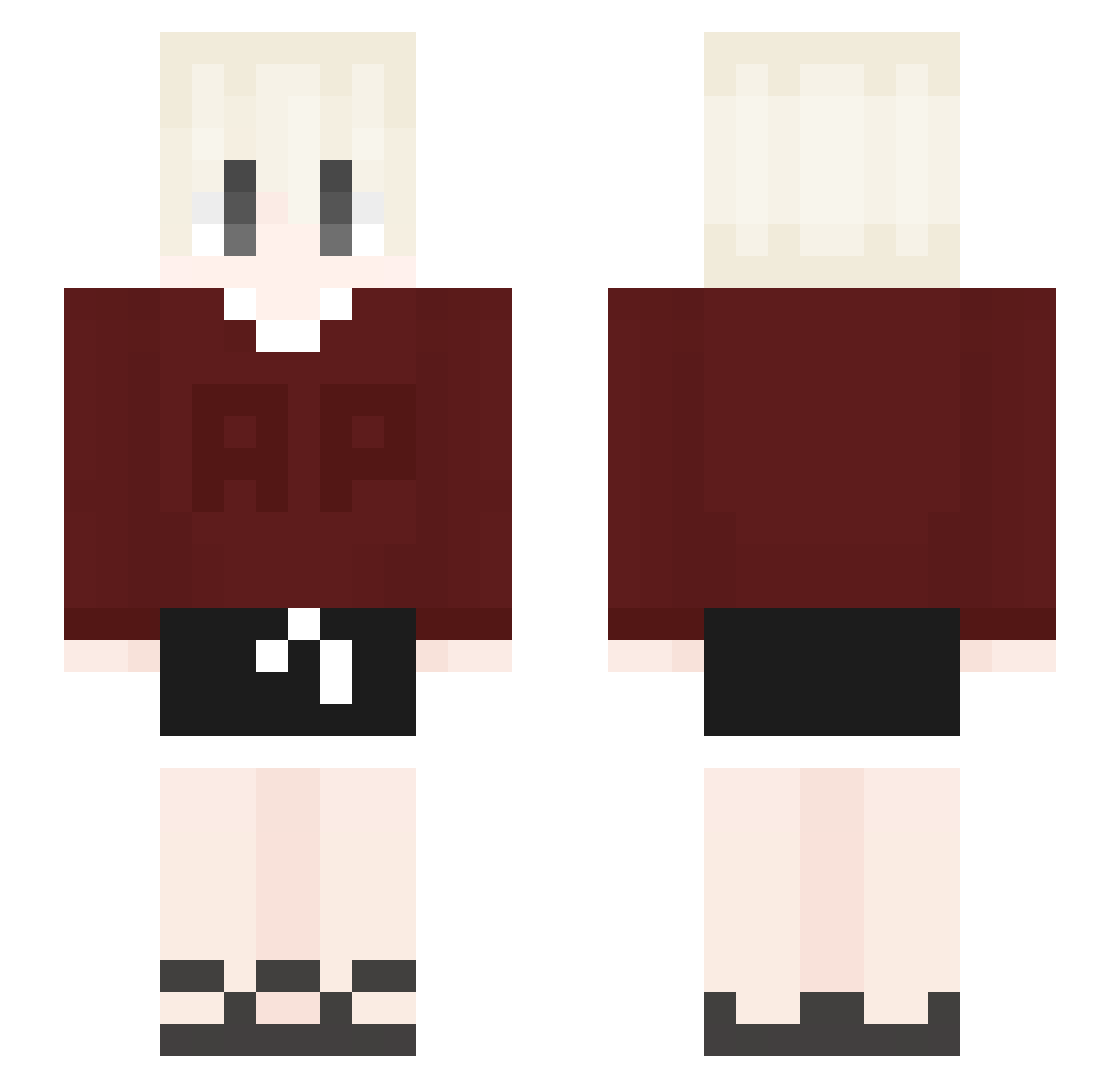 qAeonnn Minecraft skin, front and back view
