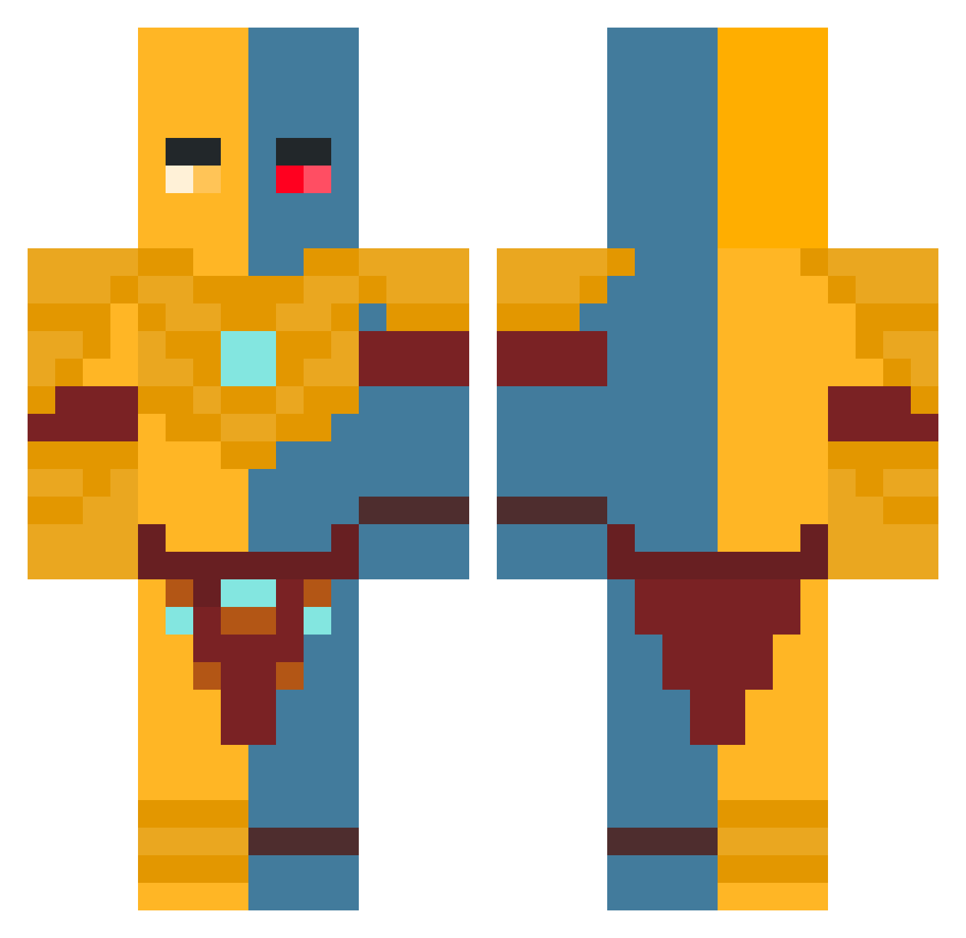 Kleinkeks Minecraft skin, front and back view