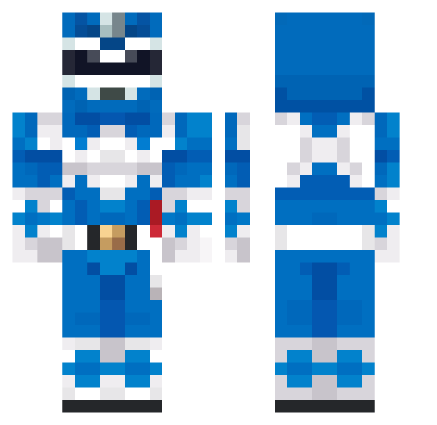 Esqueleetom Minecraft skin, front and back view