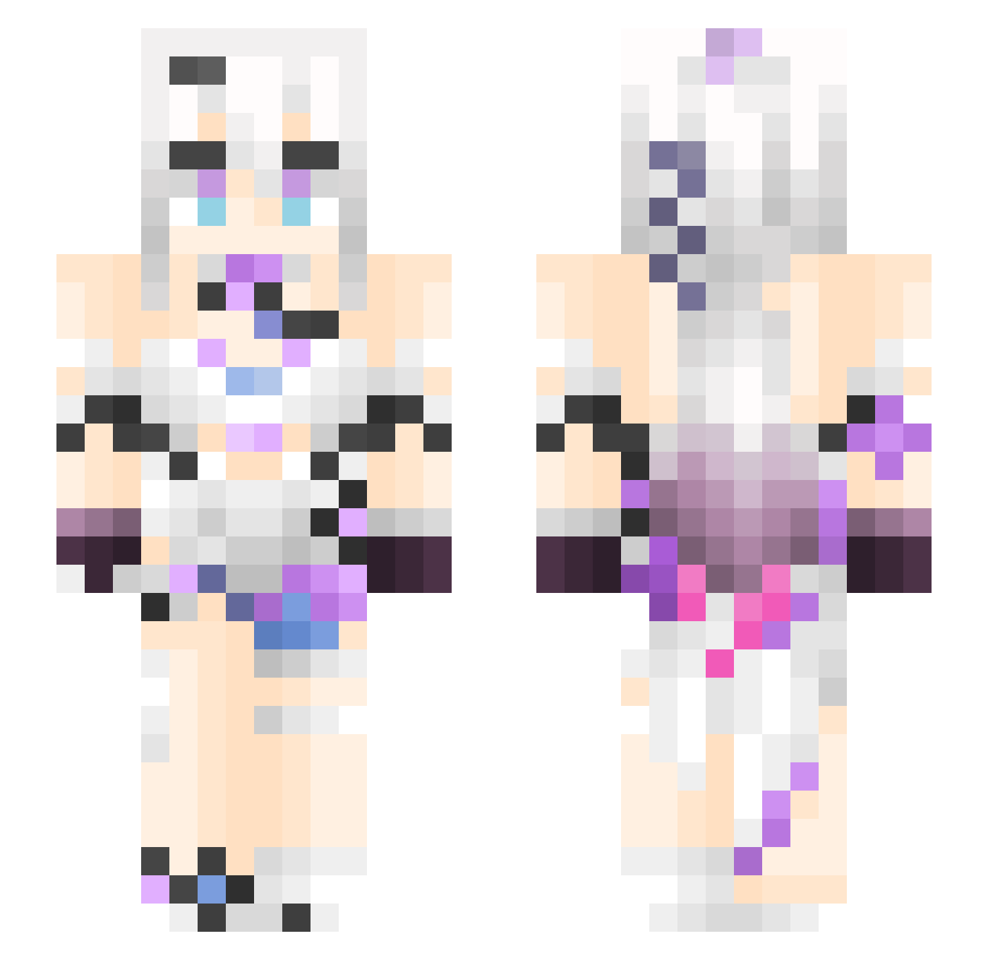 ArgentEvergarden Minecraft skin, front and back view