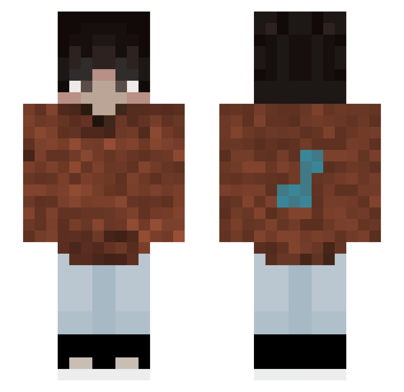 Yiezo Minecraft skin, front and back view