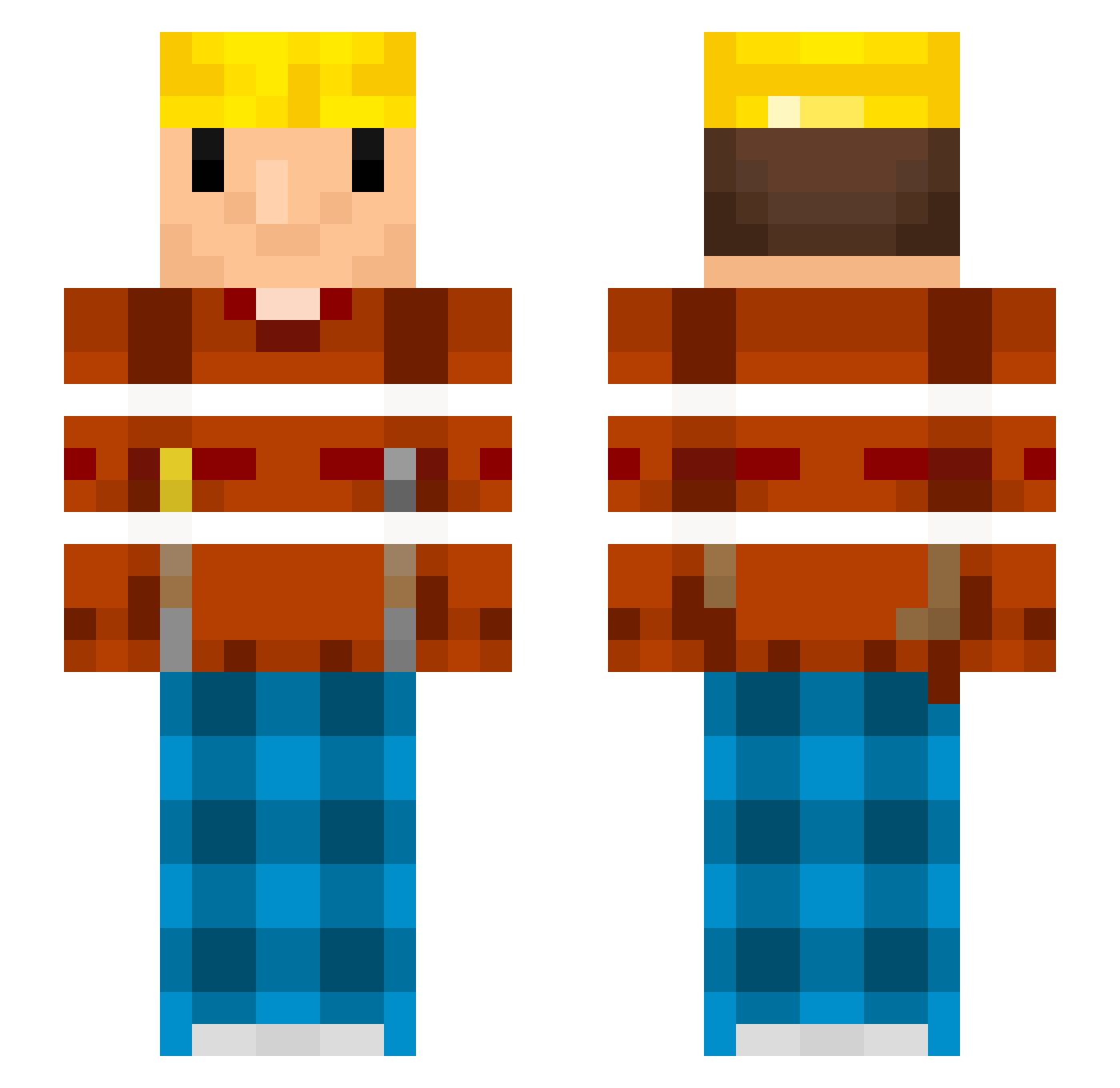 EddieStardust Minecraft skin, front and back view