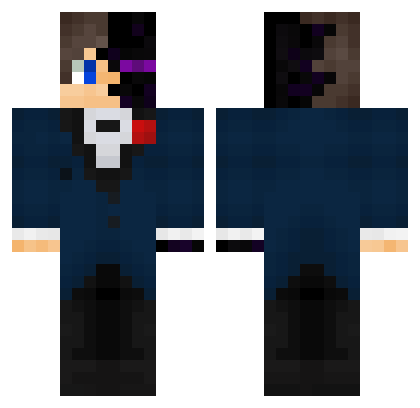 Castleray Minecraft skin, front and back view