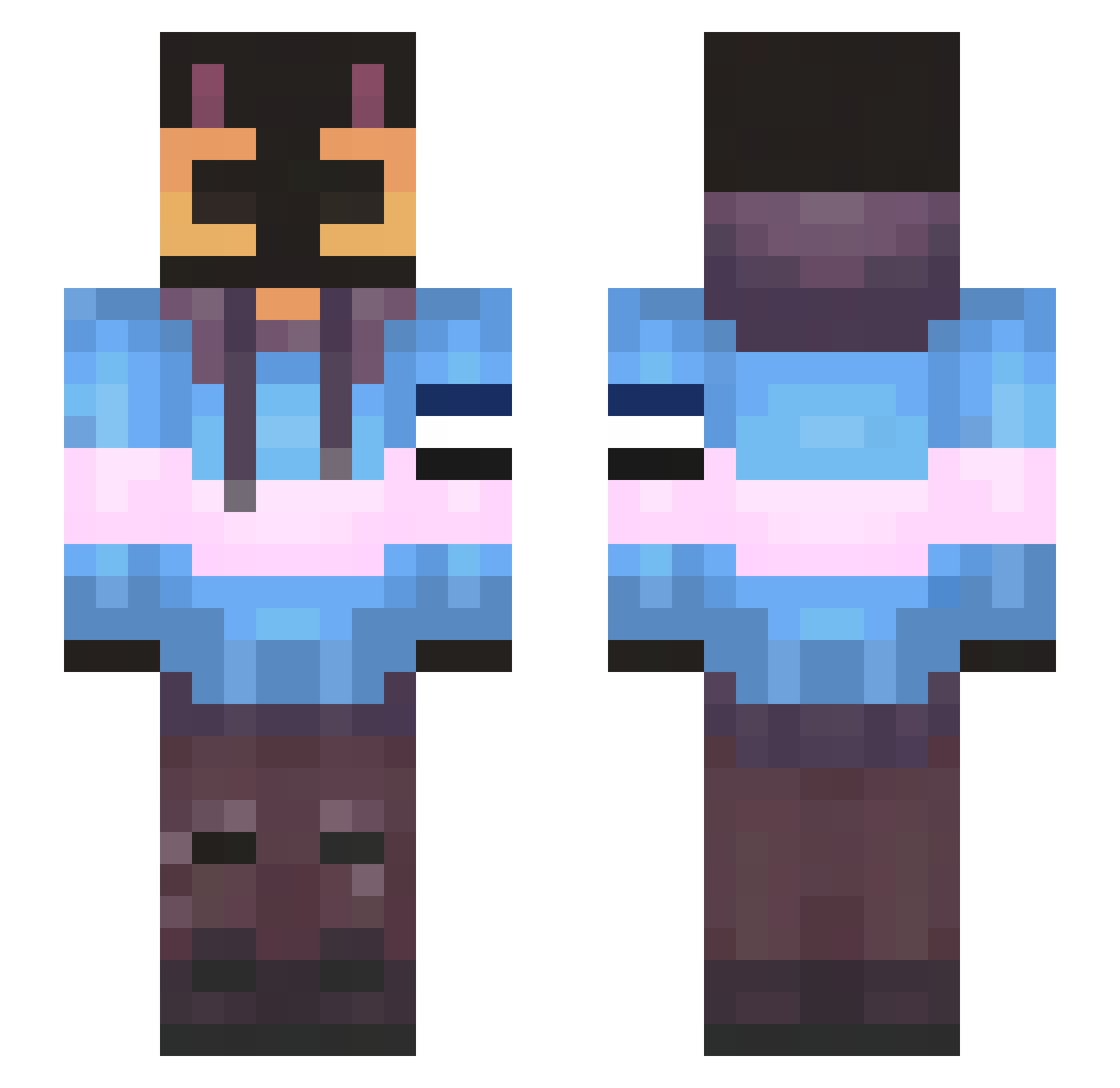 SirusFin Minecraft skin, front and back view