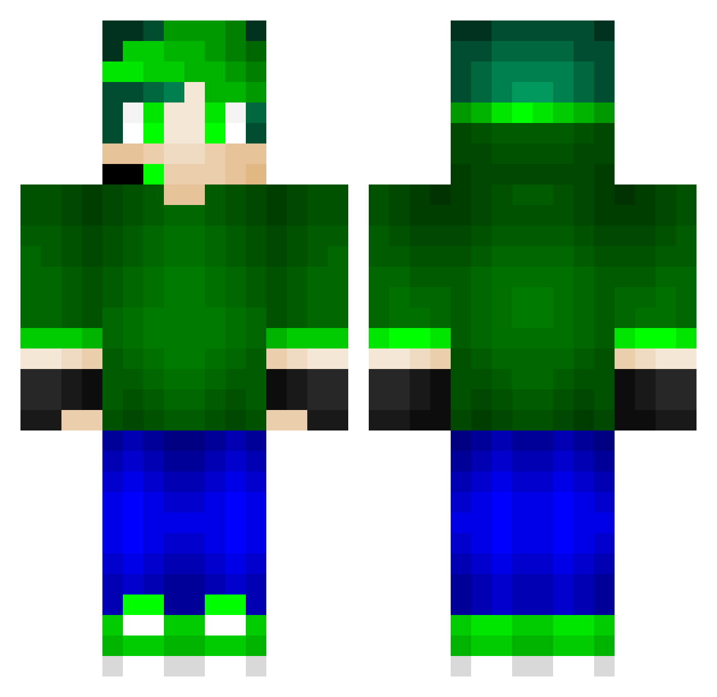 Madhornet Minecraft skin, front and back view