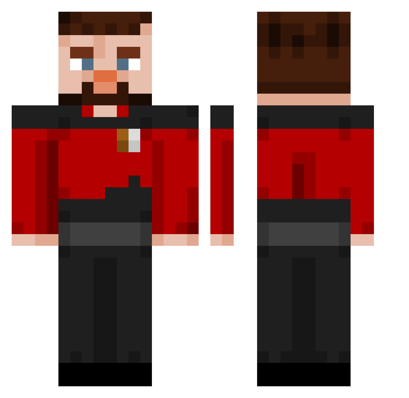 Zuulrette Minecraft skin, front and back view