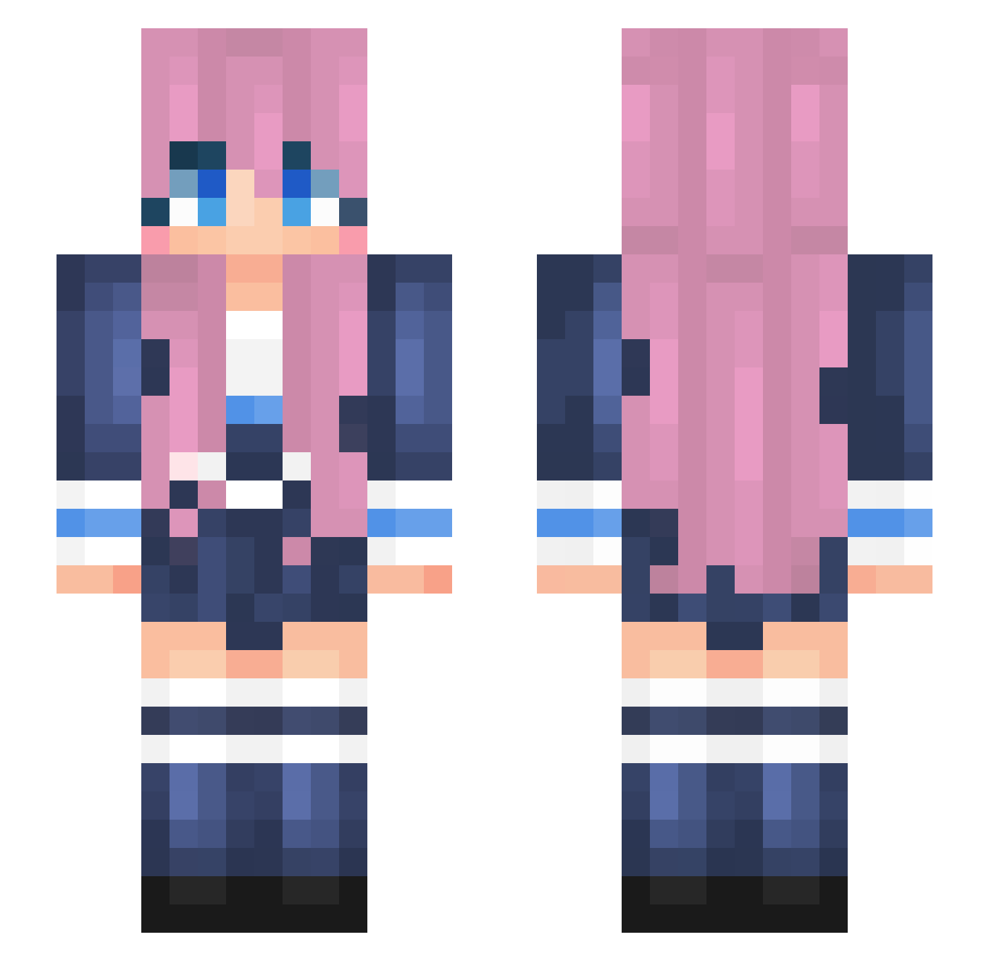 clo_ve Minecraft skin, front and back view