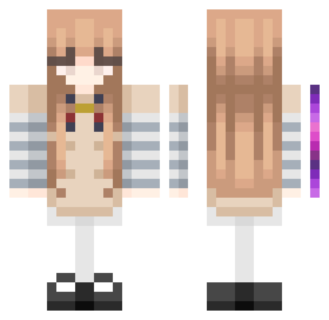 PowderHsan Minecraft skin, front and back view