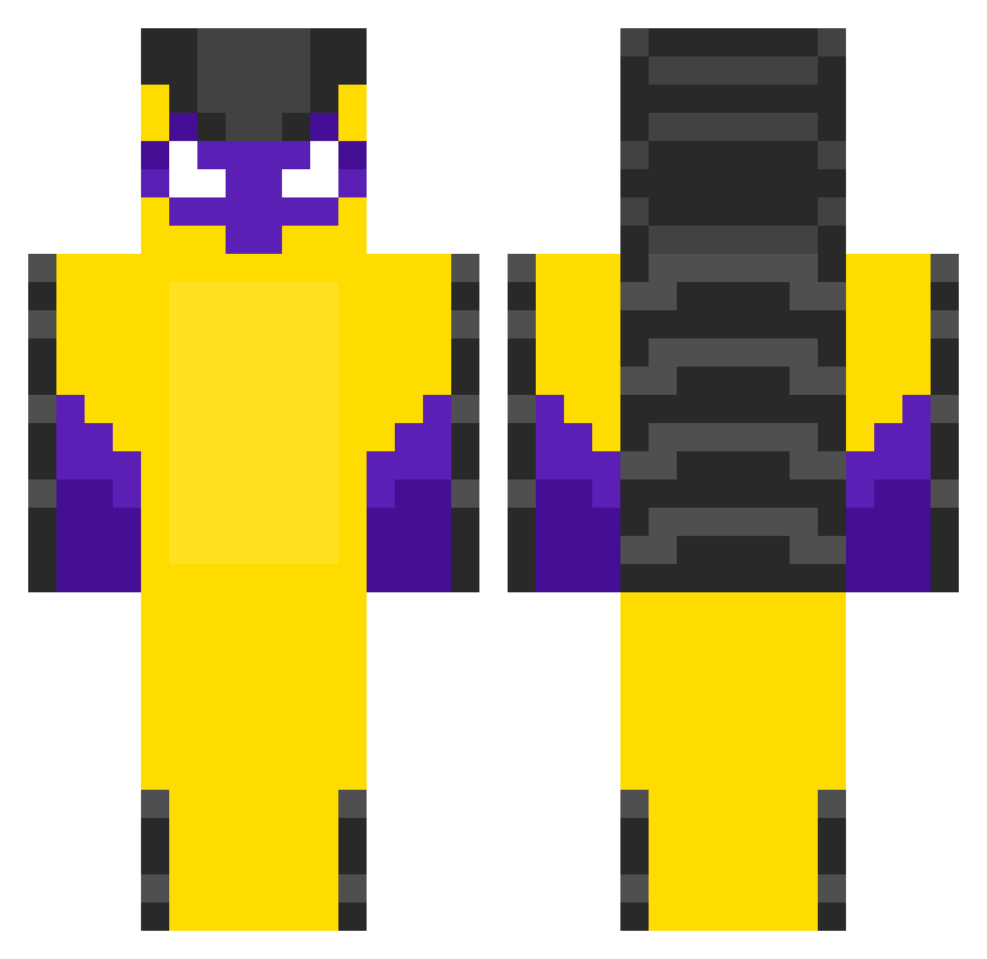 Mendingstar Minecraft skin, front and back view