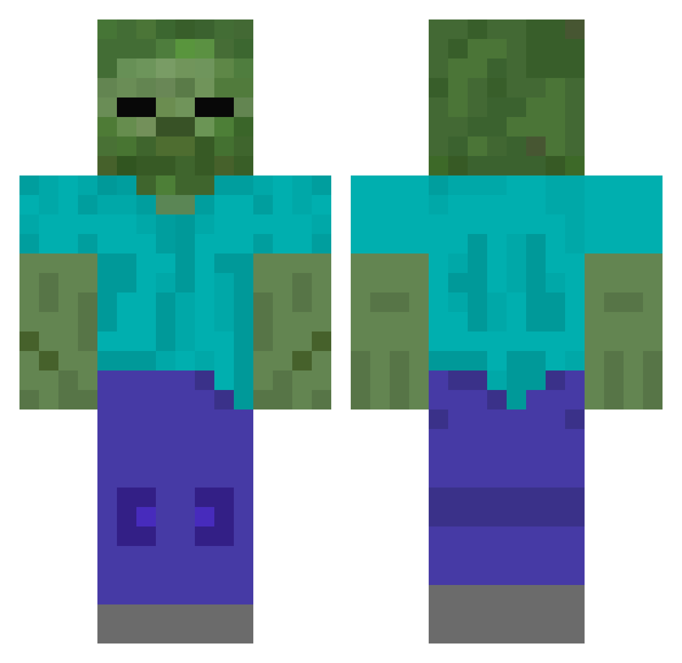 ReMutanT Minecraft skin, front and back view