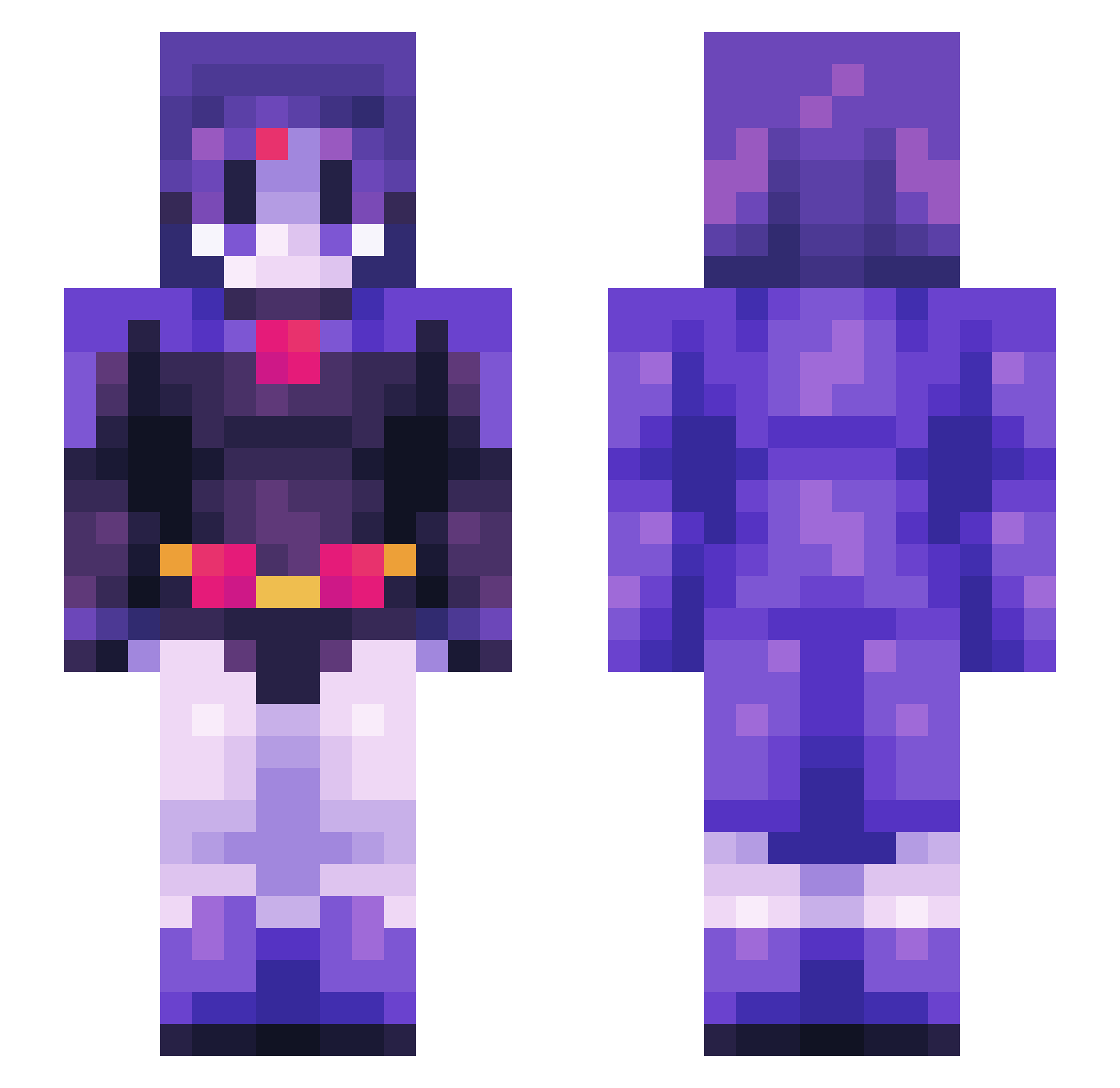 kitmew Minecraft skin, front and back view