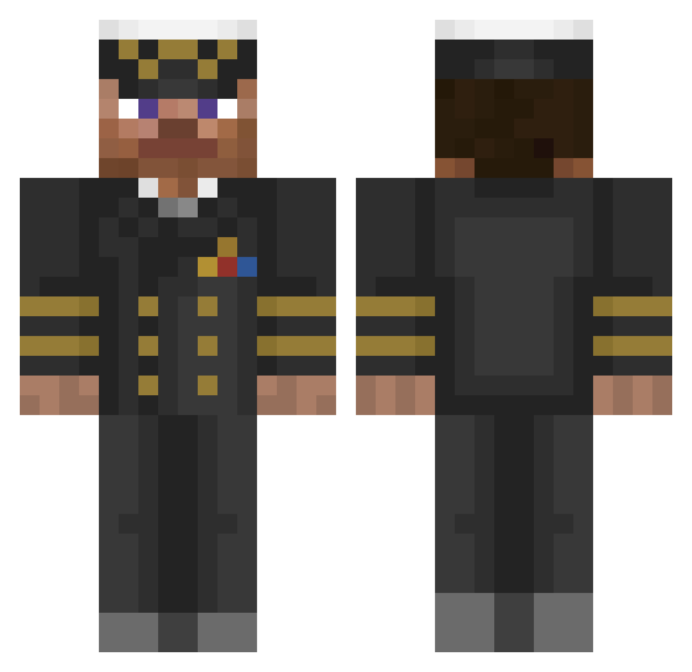 MrT1104 Minecraft skin, front and back view