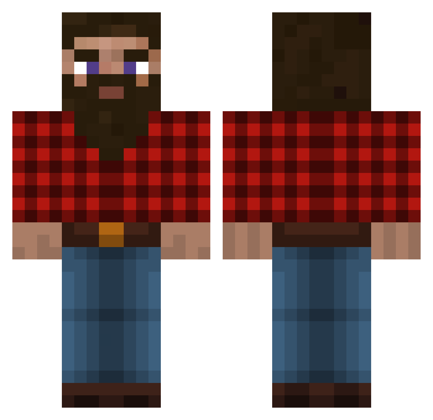 Orbw Minecraft skin, front and back view