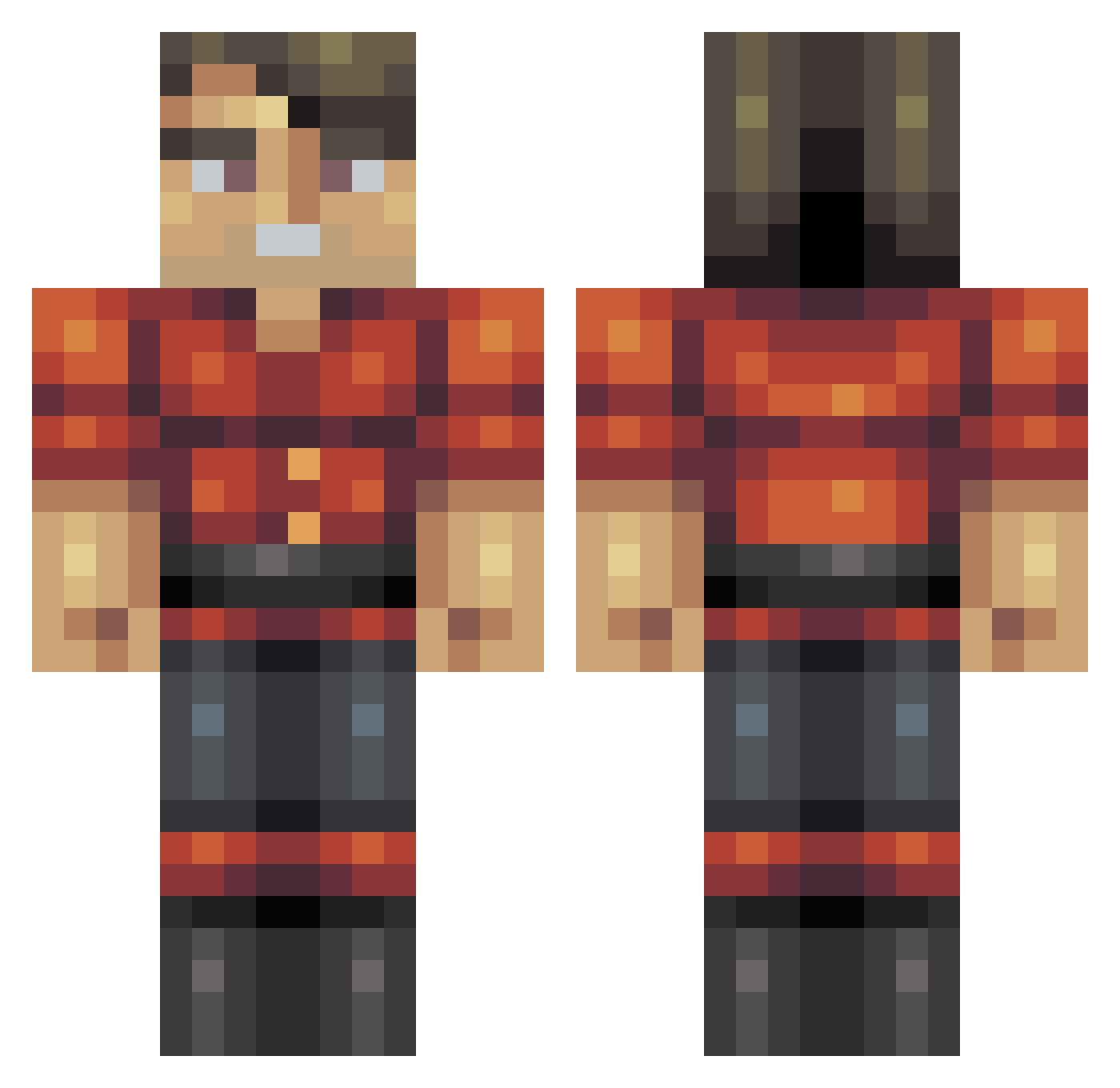 Nachier Minecraft skin, front and back view