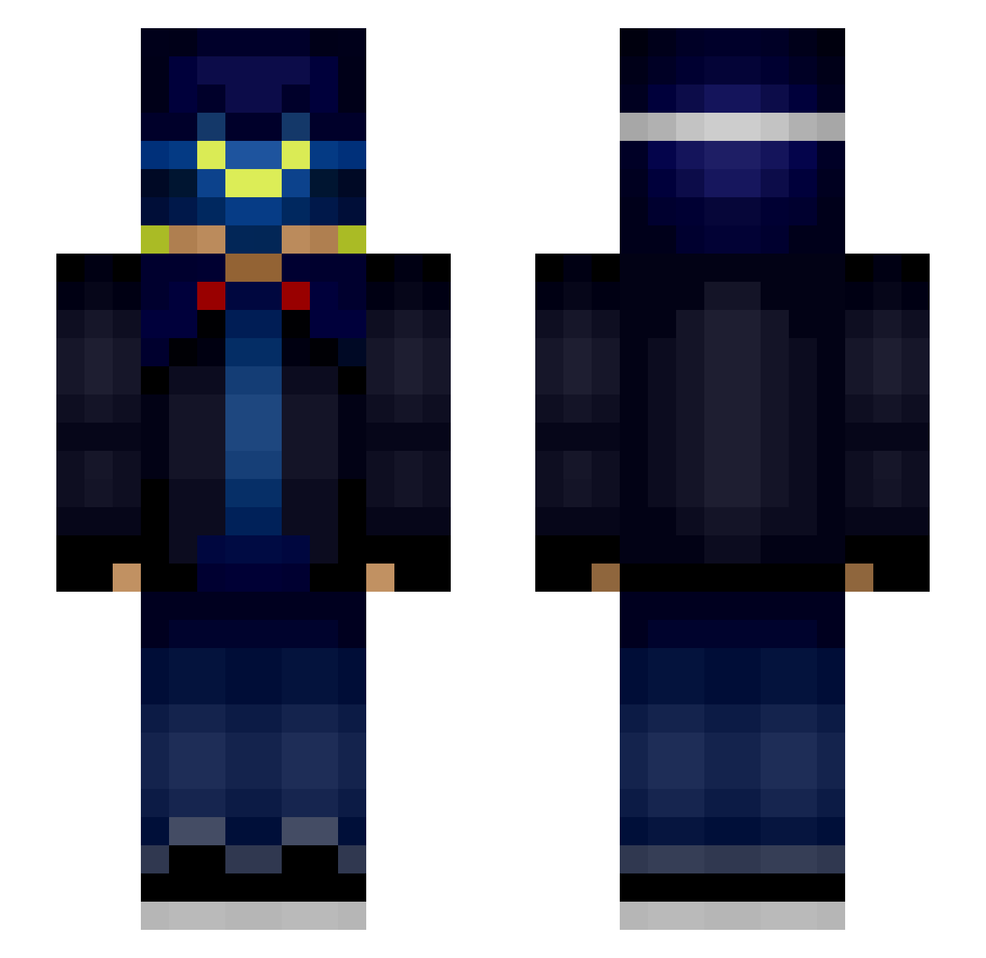 NabiBlue Minecraft skin, front and back view