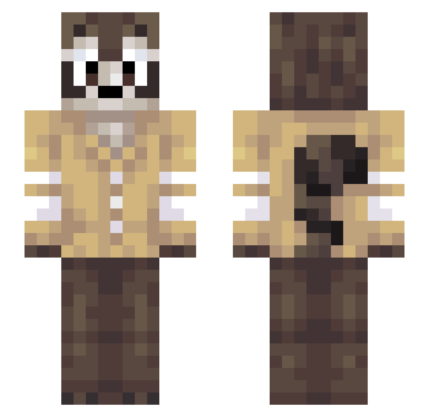 Ascoxu1 Minecraft skin, front and back view