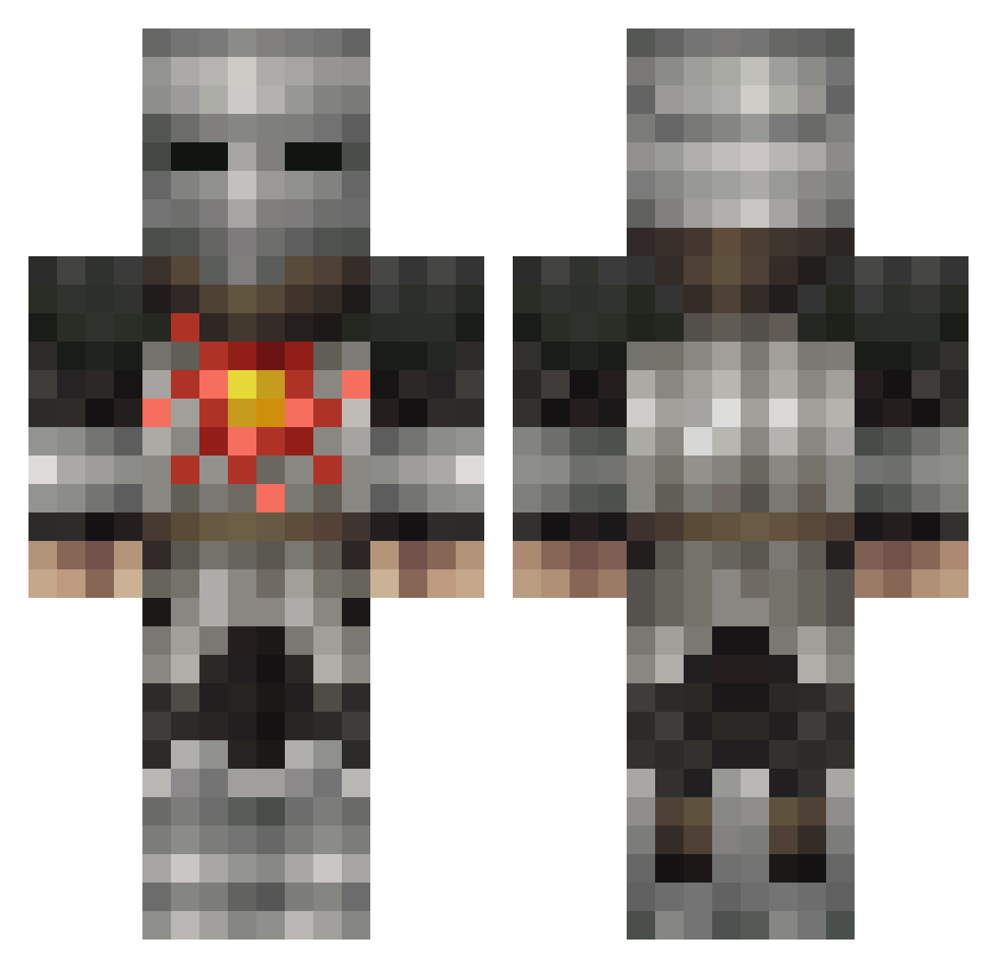 destharget Minecraft skin, front and back view