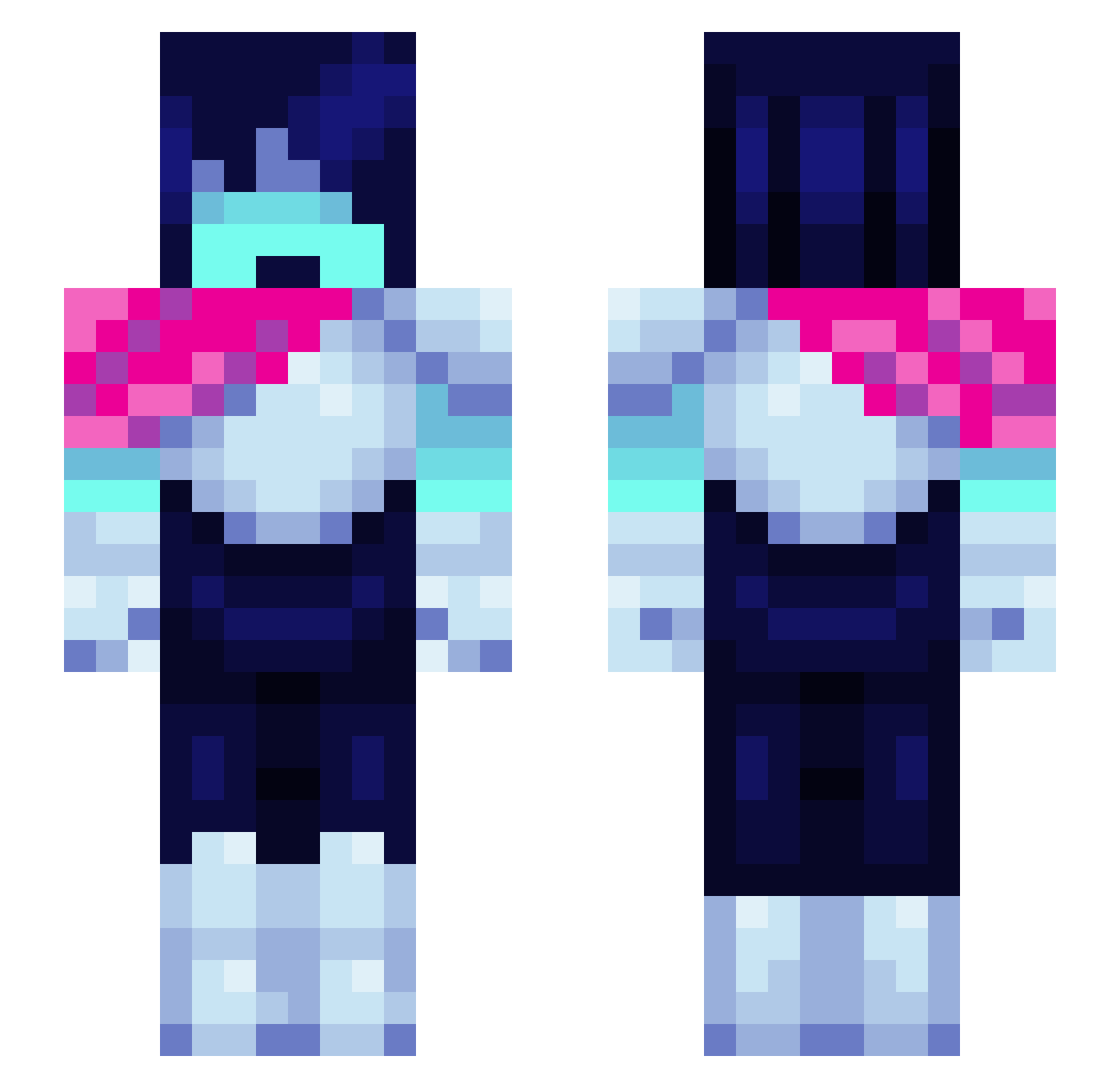 Adoraby Minecraft skin, front and back view