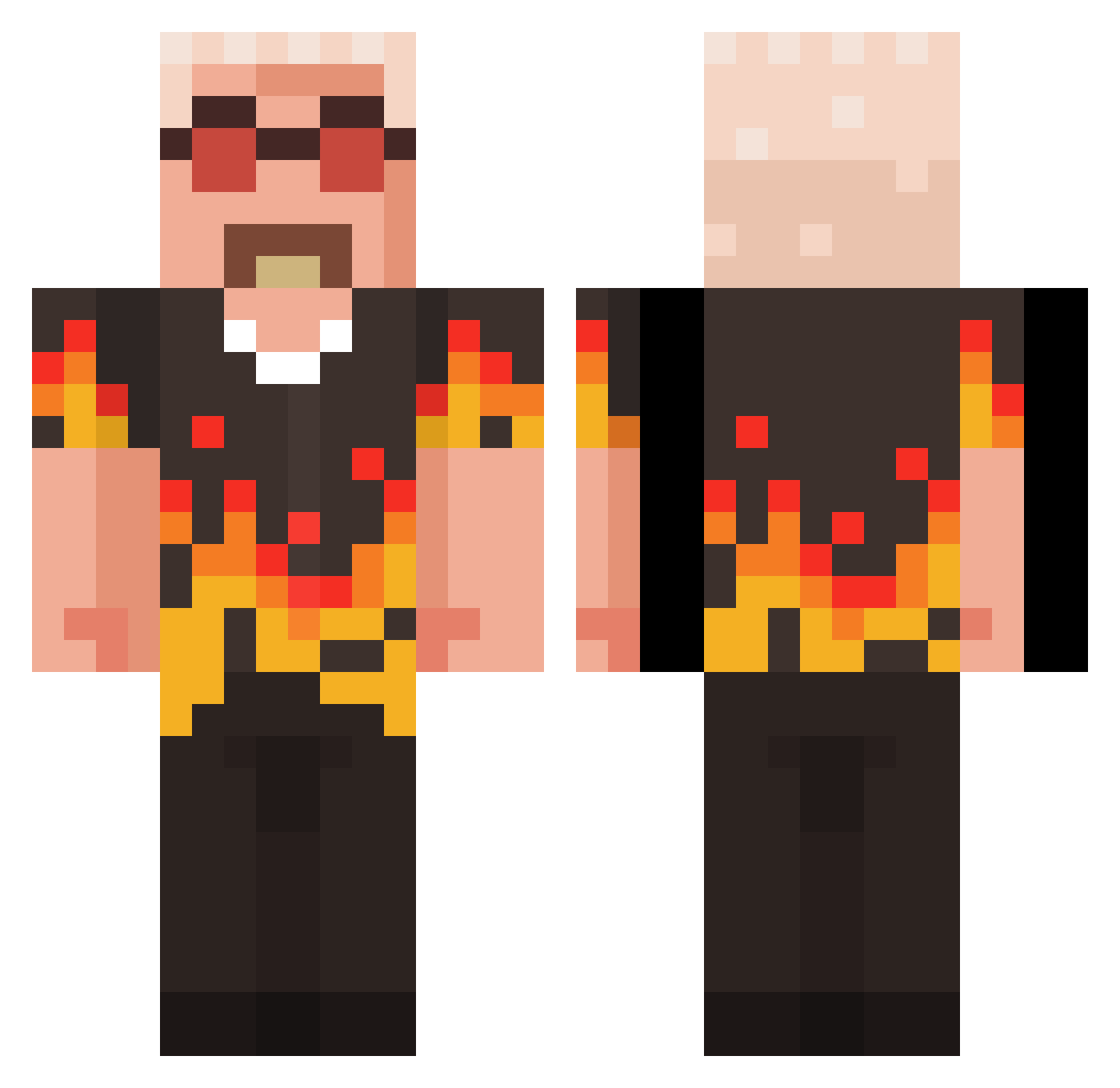 MrT2YT Minecraft skin, front and back view