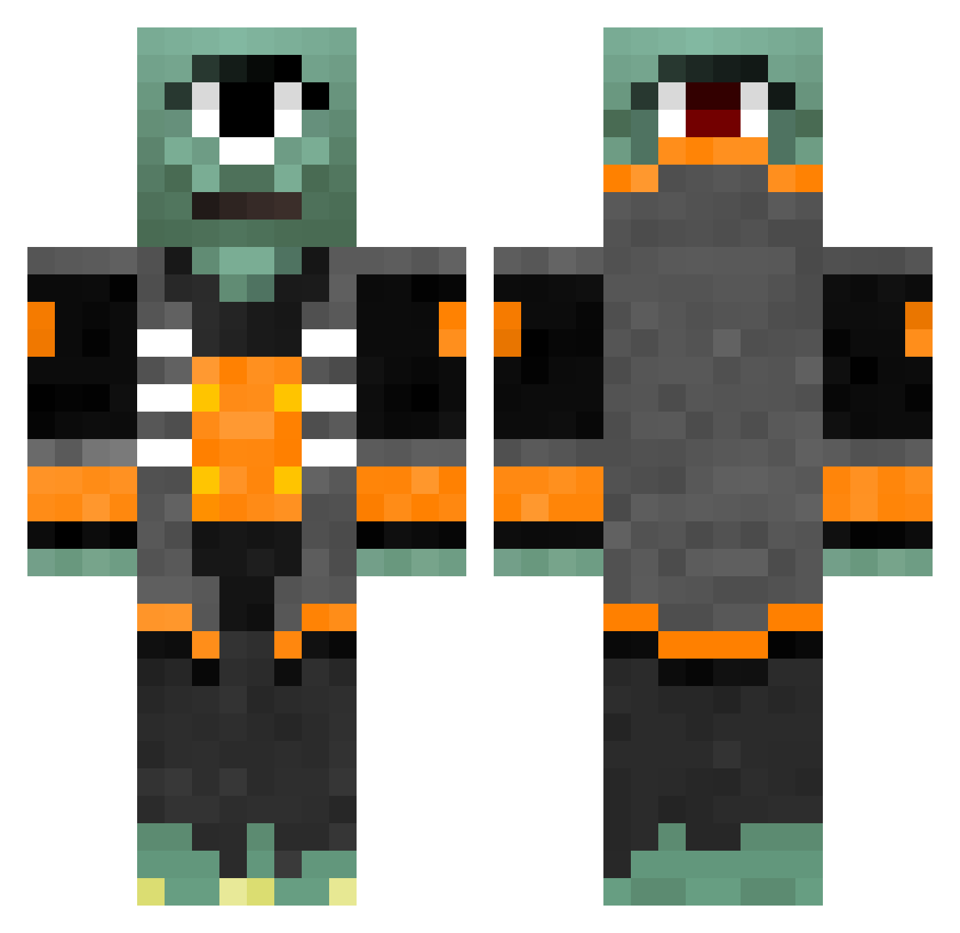 Die4Gesichter Minecraft skin, front and back view