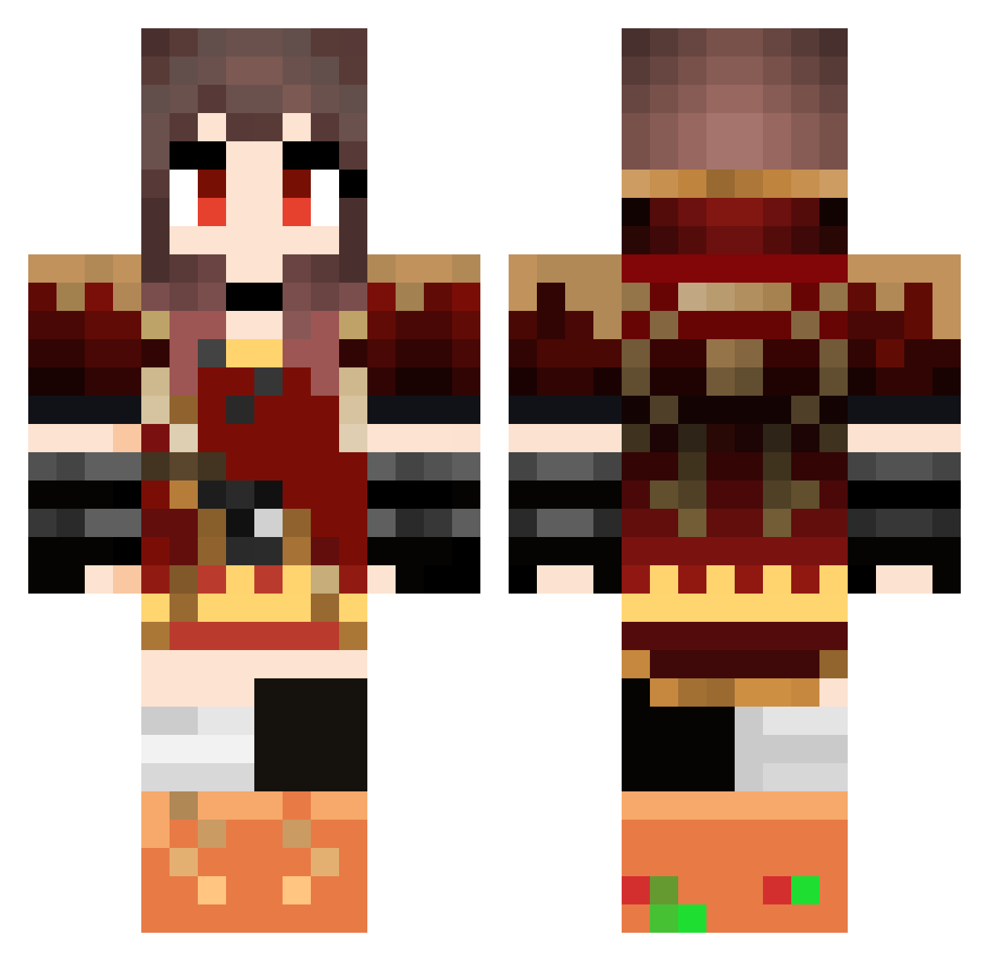 AlayaMazuki Minecraft skin, front and back view