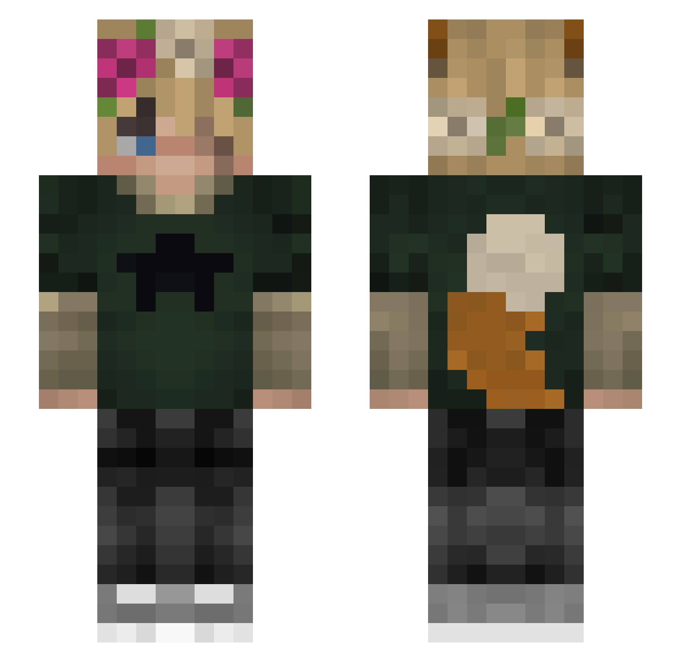 Nintendo2 Minecraft skin, front and back view