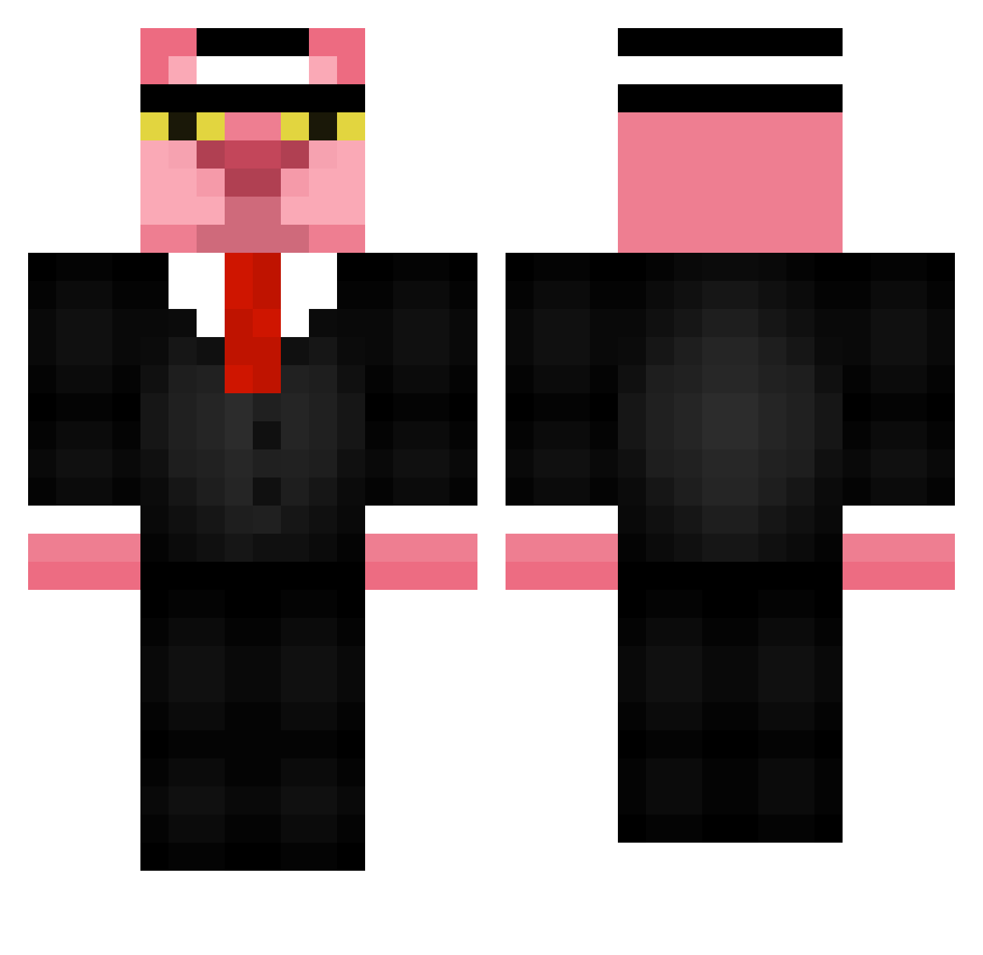 Dezinator Minecraft skin, front and back view