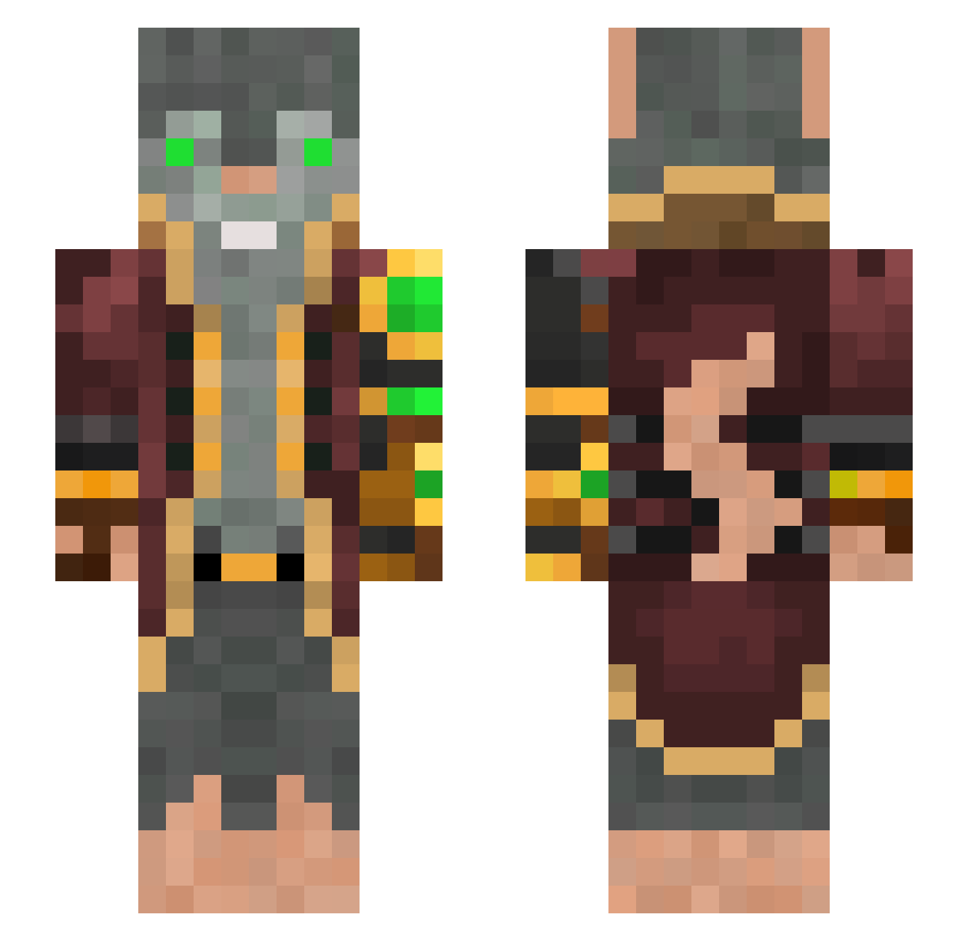 Endere Minecraft skin, front and back view