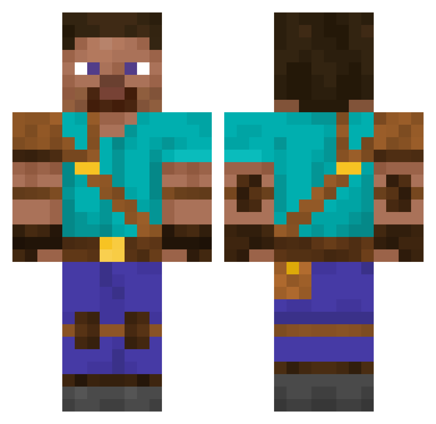 Peanutc1 Minecraft skin, front and back view
