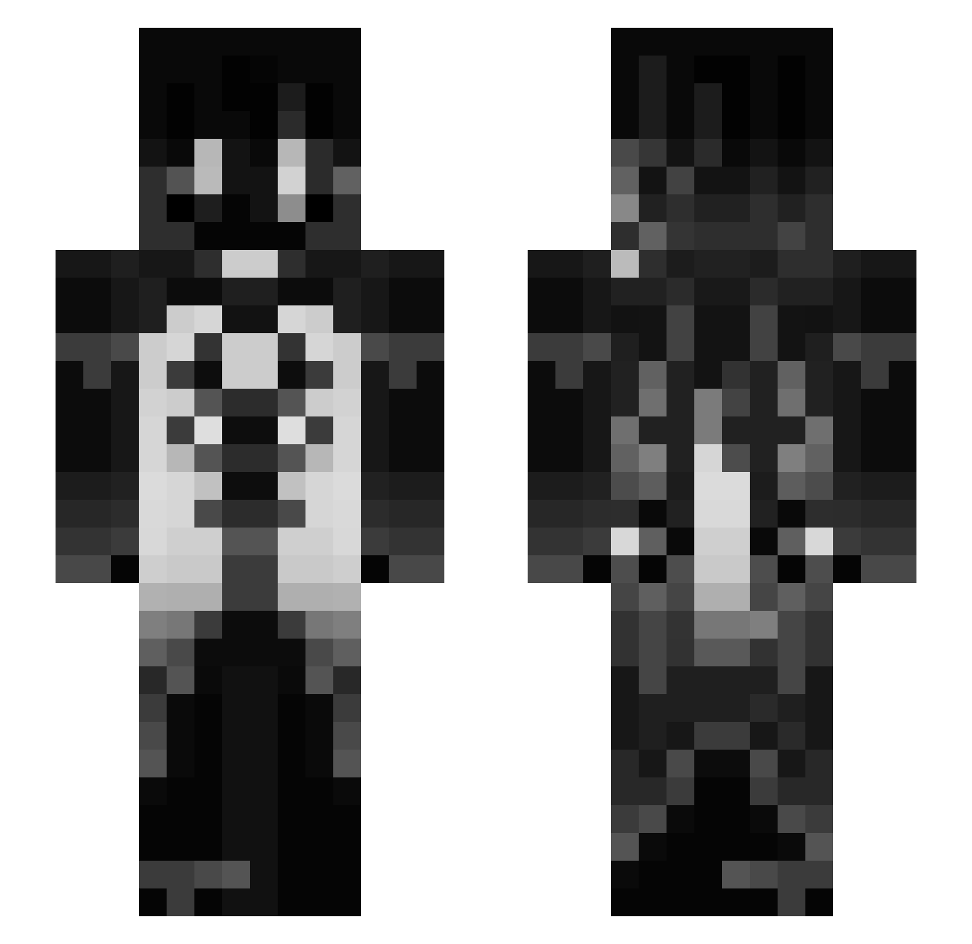 MxDtap Minecraft skin, front and back view