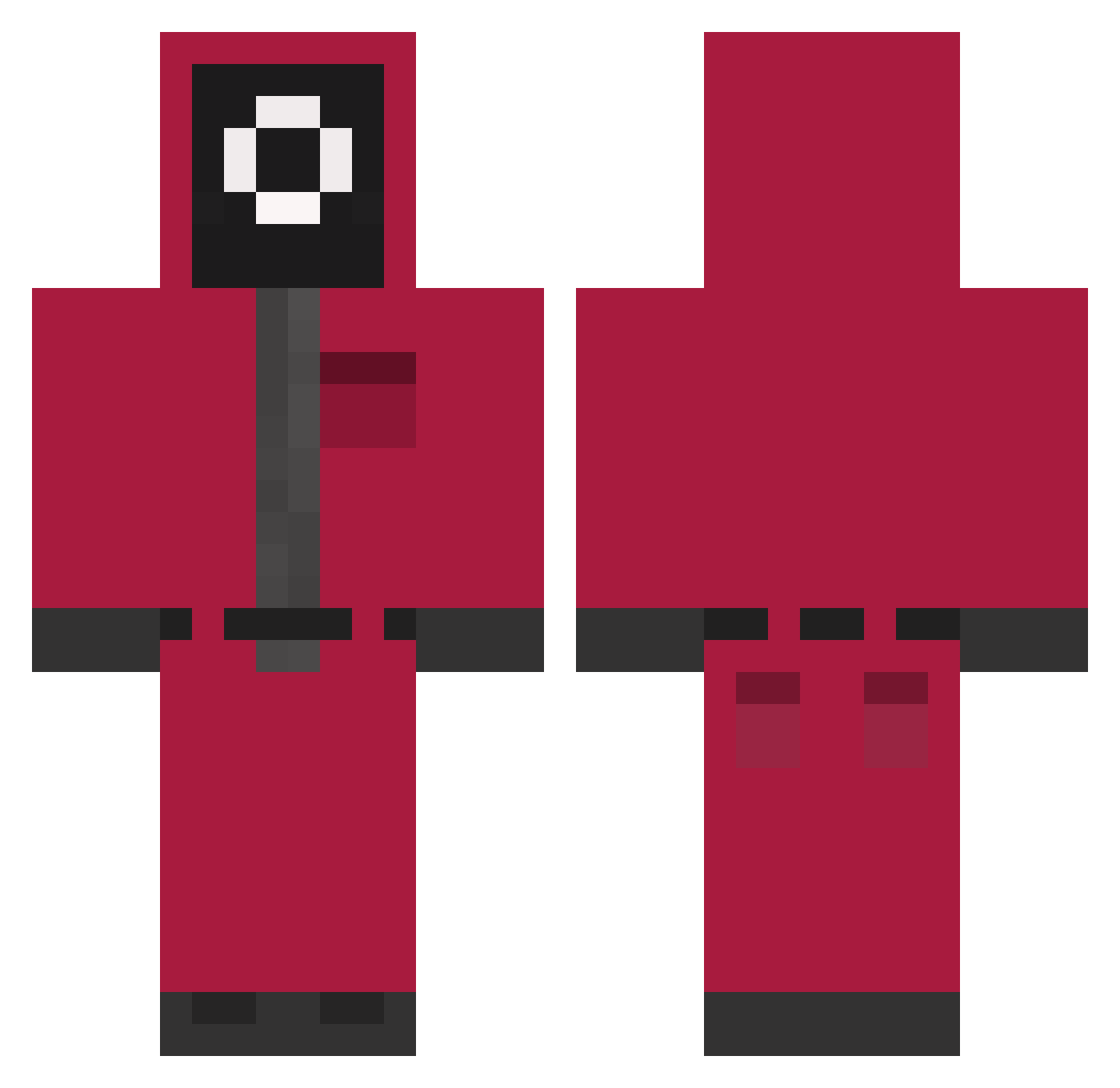BogNest Minecraft skin, front and back view