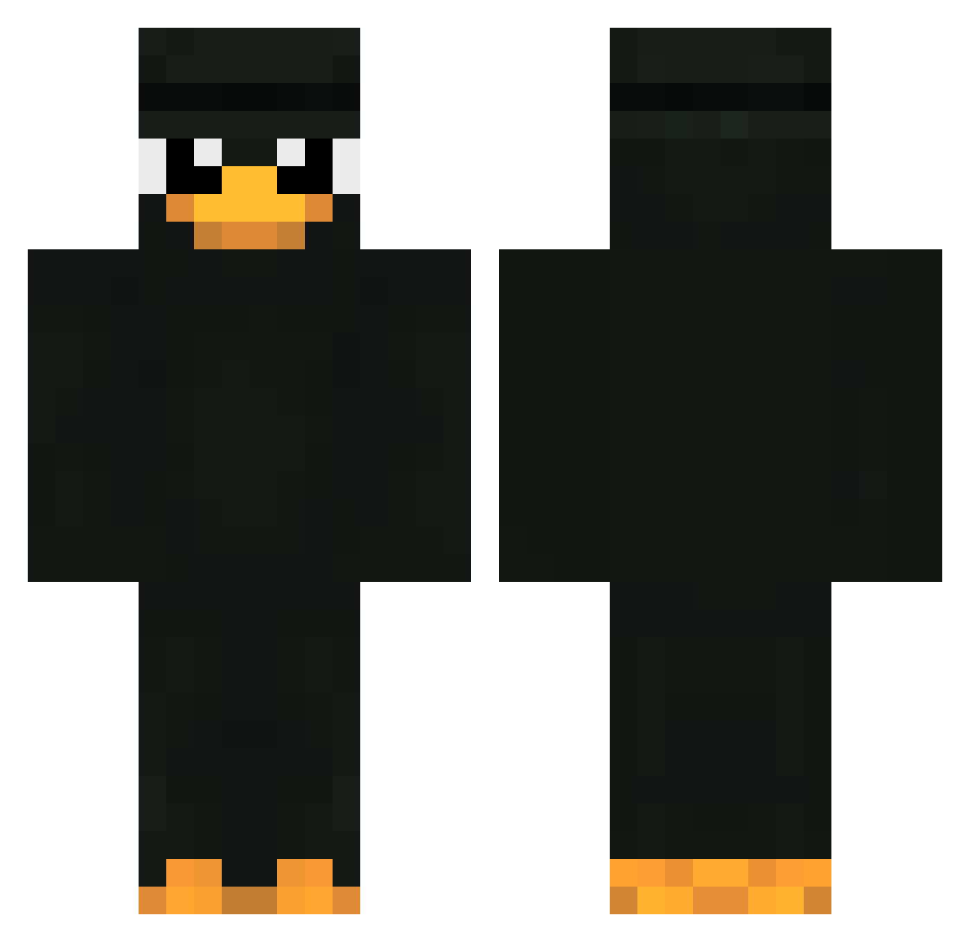 Malleable Minecraft skin, front and back view