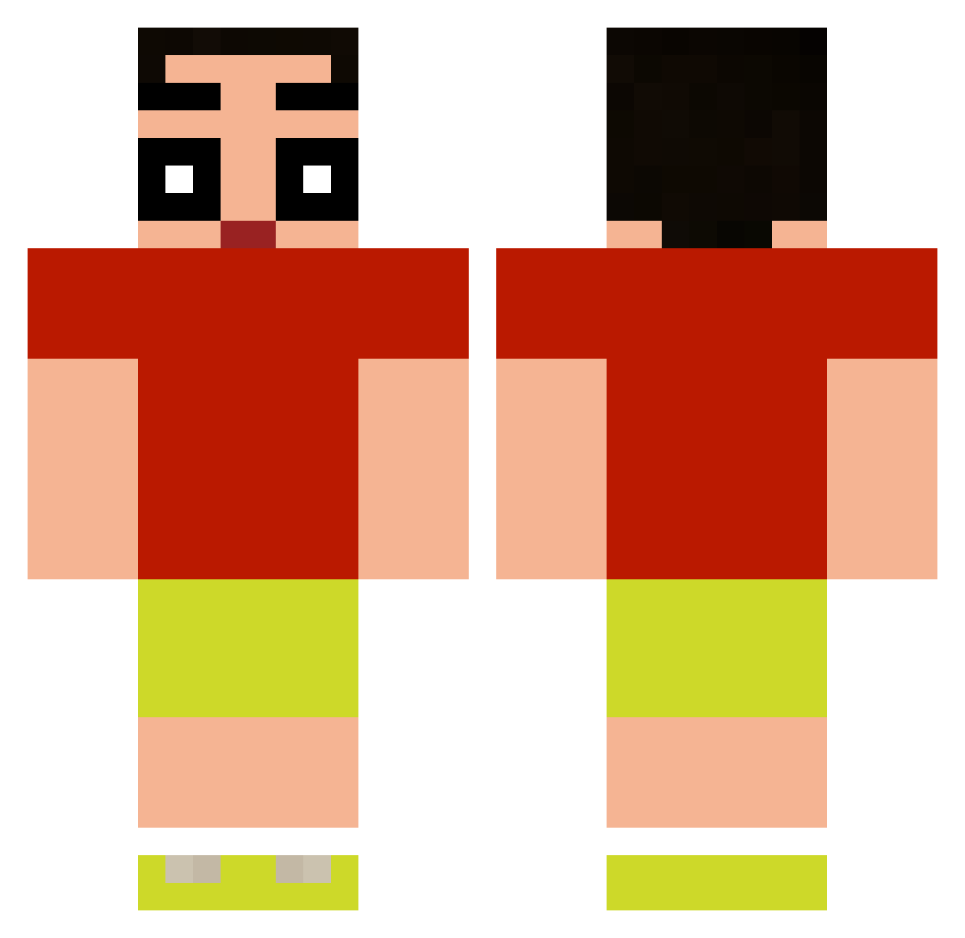 SoKaPork Minecraft skin, front and back view