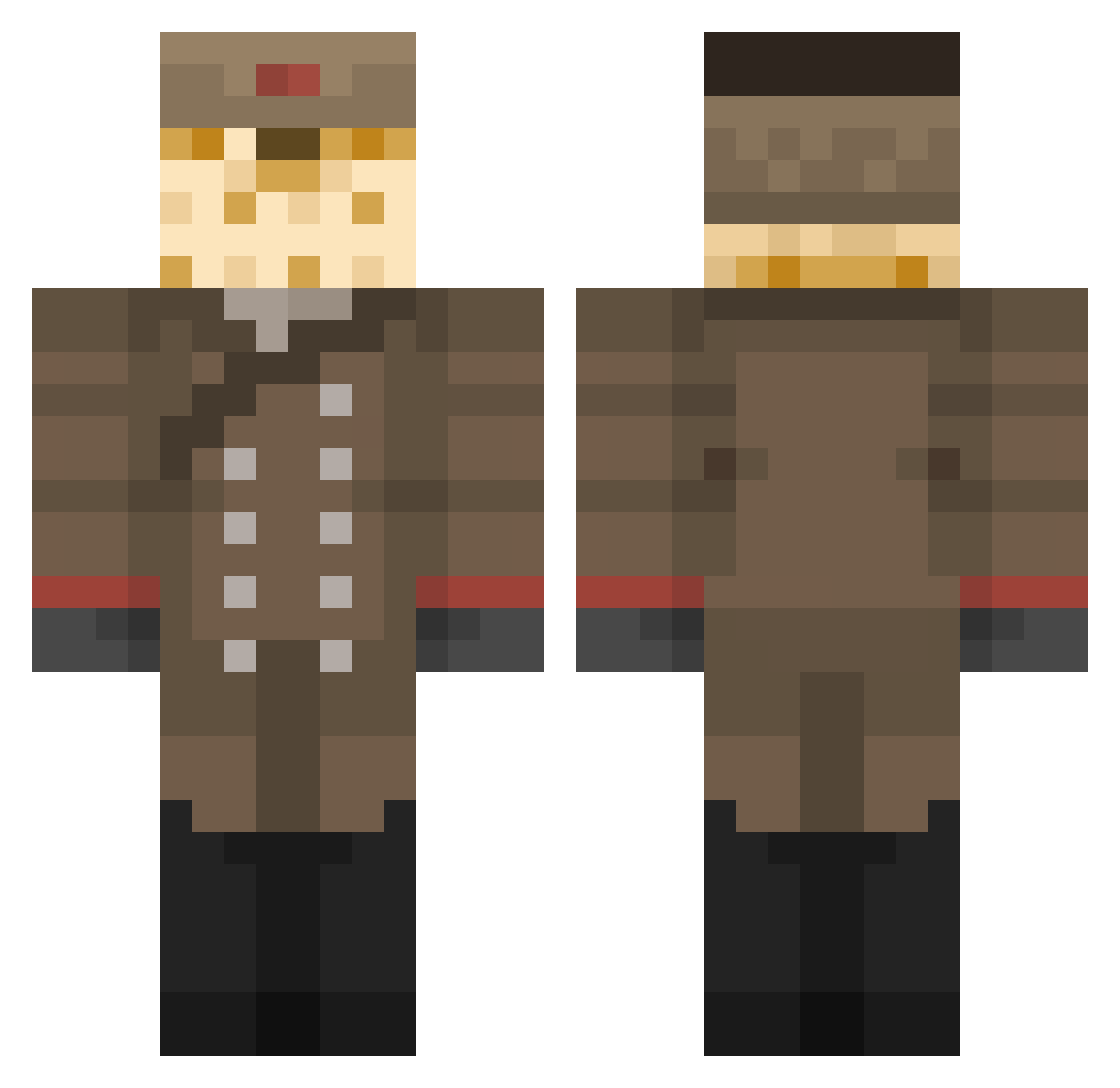 exf1 Minecraft skin, front and back view