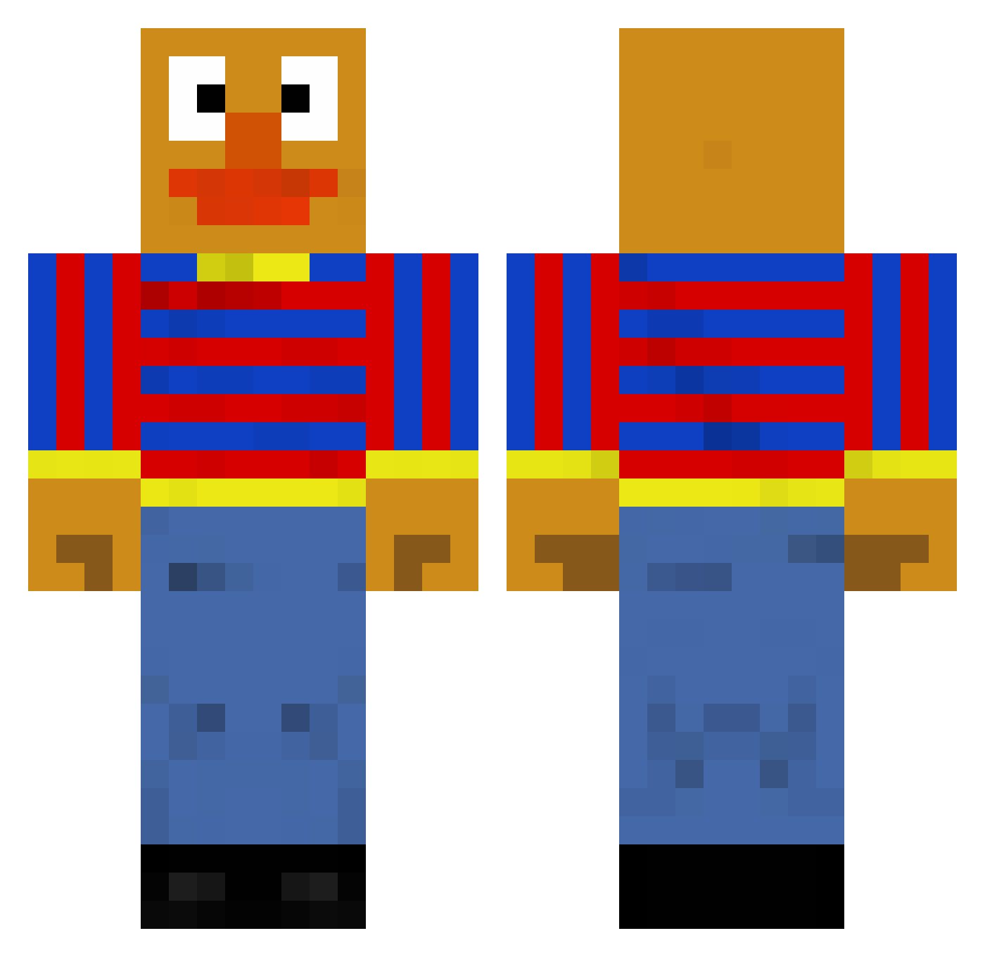 BoesdeOs Minecraft skin, front and back view