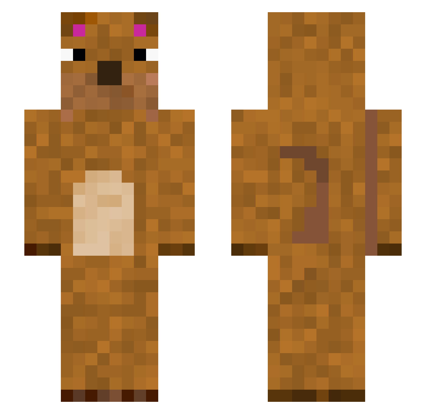 peposium Minecraft skin, front and back view
