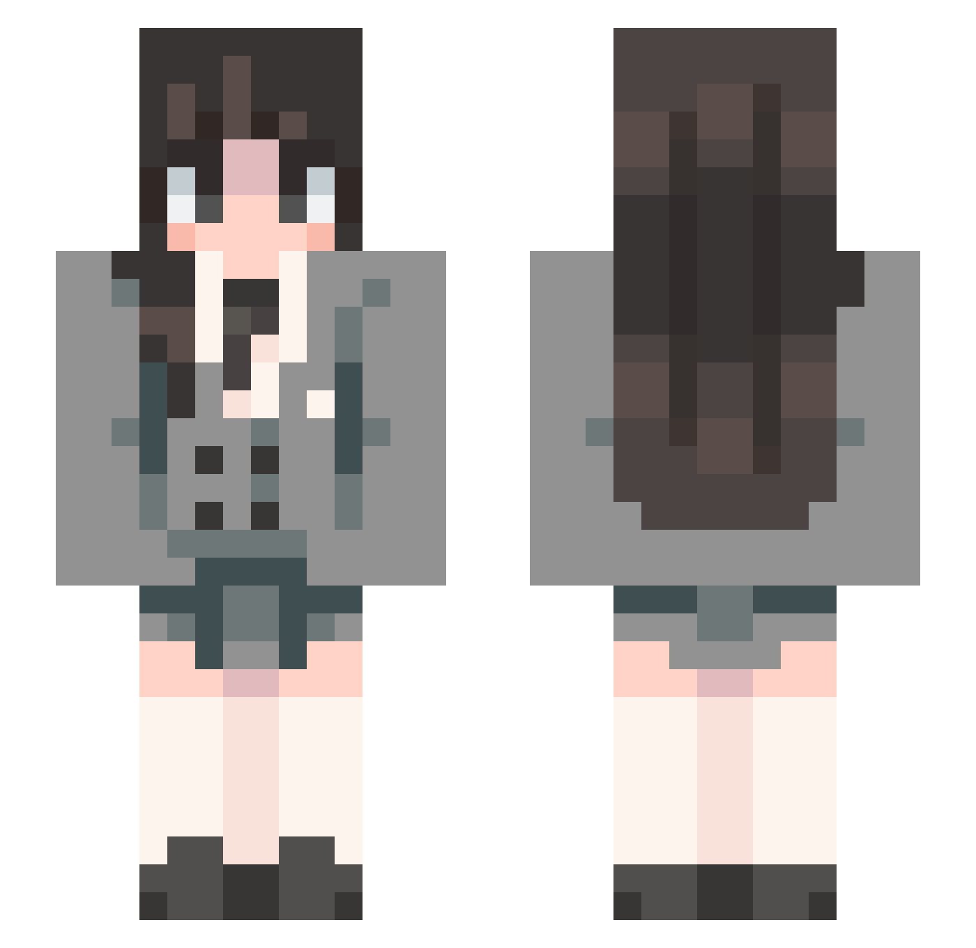 Hsiao_o Minecraft skin, front and back view