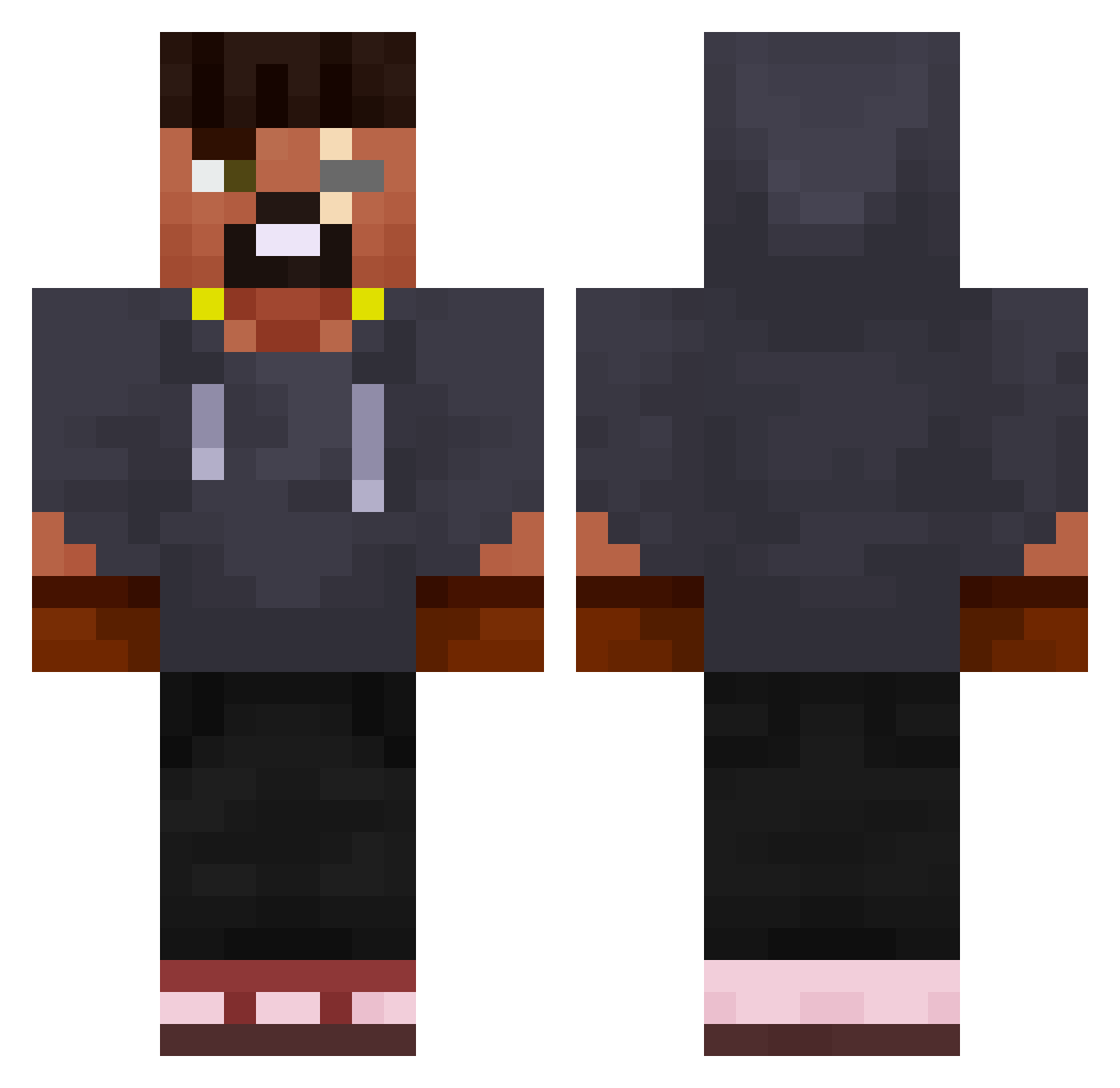 B00KY Minecraft skin, front and back view