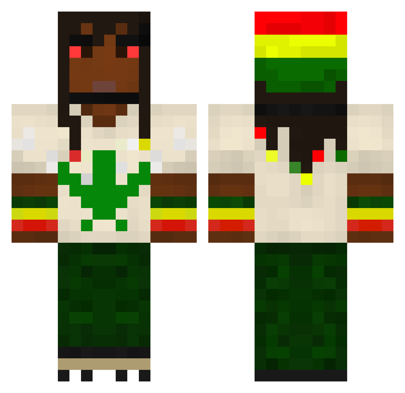 ZINAe Minecraft skin, front and back view